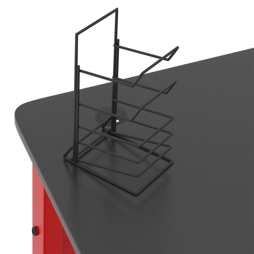 vidaXL Schreibtisch Gaming-Schreibtisch mit rot und 110x60x75 cm und K-Gestell Rot | rot Schwarz Schwarz Schwarz und