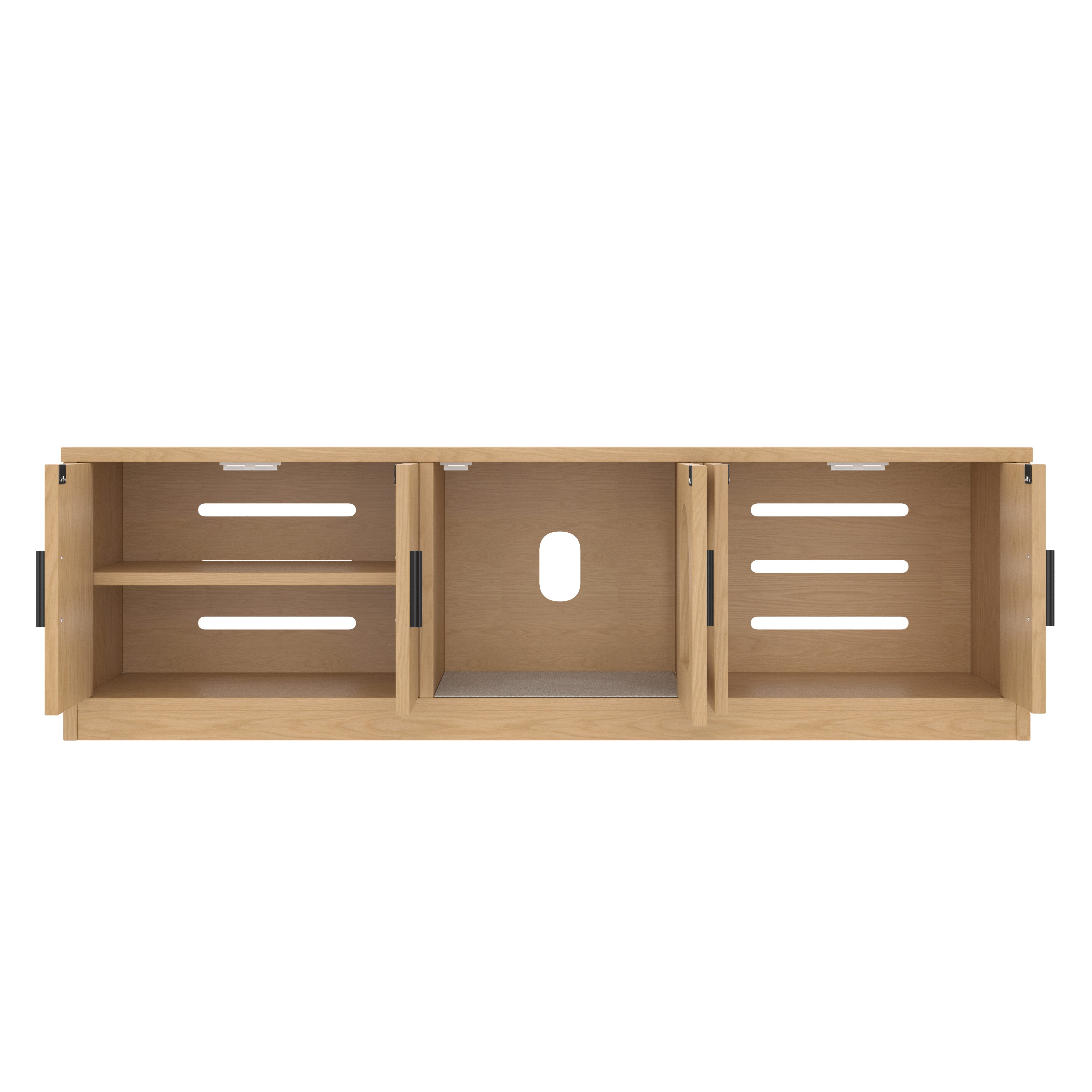 Flieks Lowboard Katzenschrank mit Tierhaus (1 St., 140x40x45,5 cm), Tiermöbel mit Kratzbaum und verstellbaren Einlegeböden Holzschrank