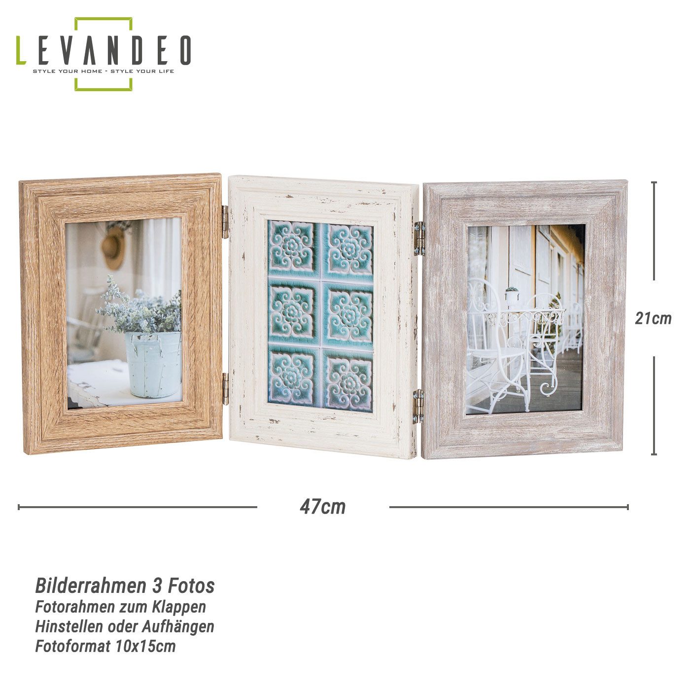 Levandeo® Bilderrahmen, Fotoaufsteller 3 Fotos 10x15 günstig online kaufen