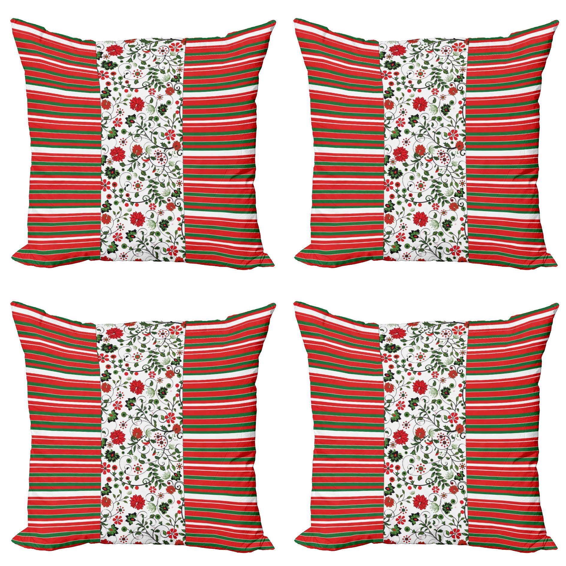 Kissenbezüge Modern Accent Digitaldruck, Blumenrand Stripes Weihnachten Stück), Doppelseitiger (4 Abakuhaus