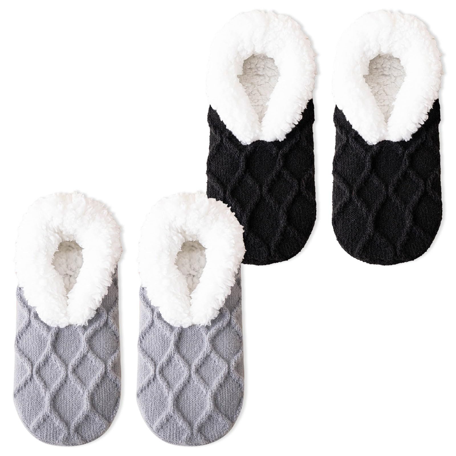 Coonoor Haussocken Kuschelsocken Herren & Damen Flauschig Hüttensocken rutschfest (2-Paar) Weiche Warme Winter Hüttensocken Haussocken