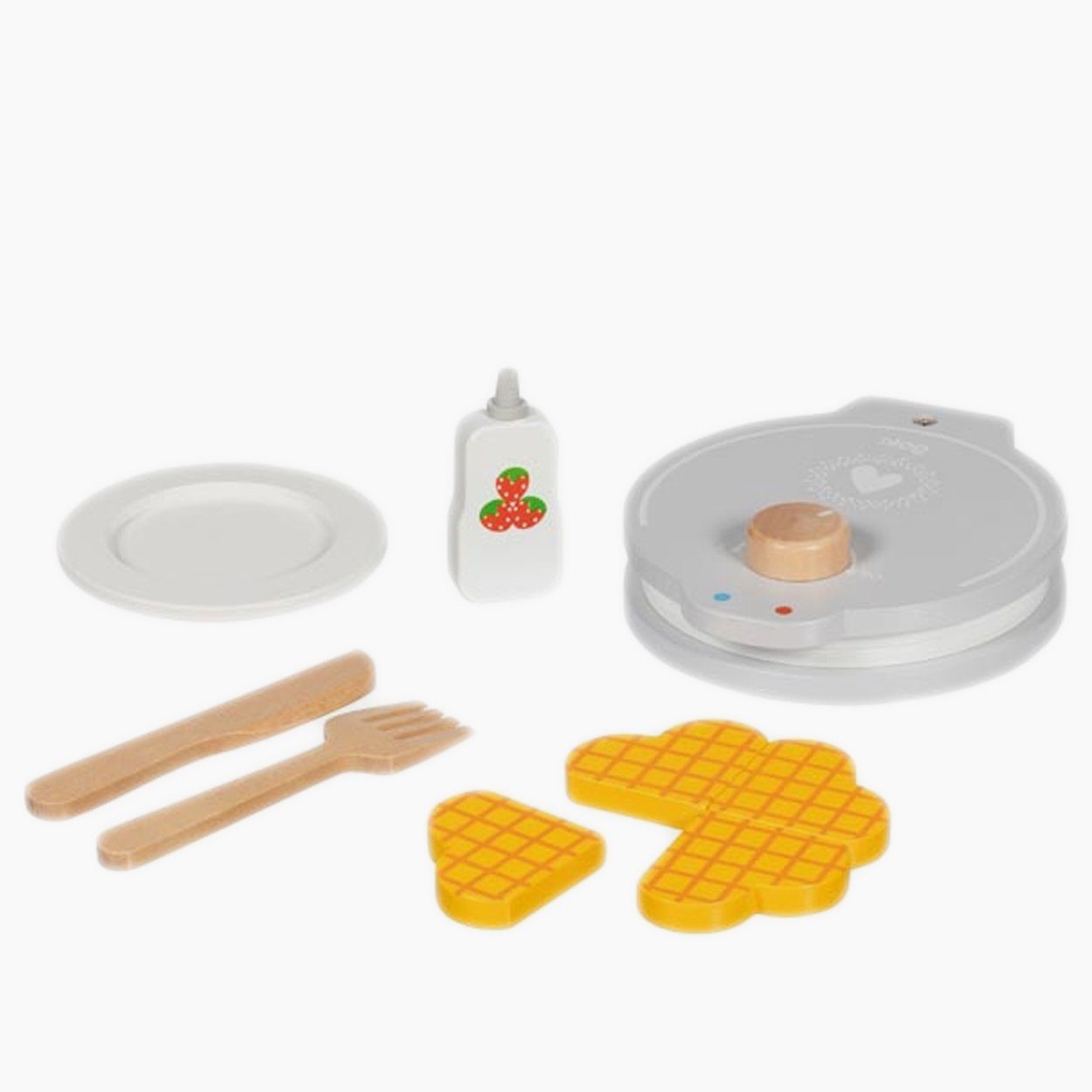 goki Kinder-Waffeleisen Waffeleisen mit Zubehör, (set-packung, 10-tlg., durchmesser 16 cm mit waffeln zum rausnehmen), realistisch Zubehör und Waffeln