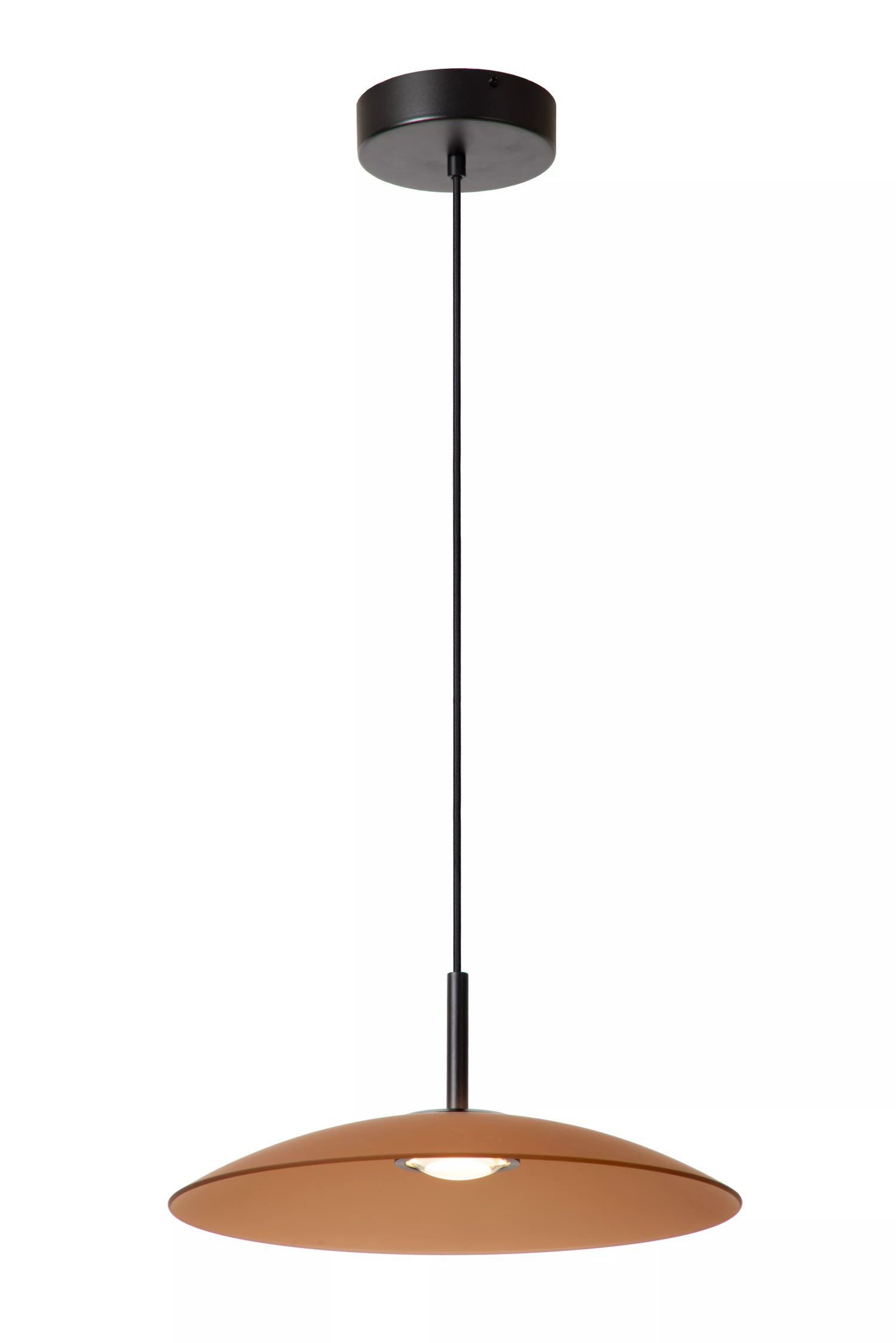 Licht-Erlebnisse Pendelleuchte SOMAR, LED fest integriert, Warmweiß, Metall Rauchglas LED D: 40 cm rund H: max. 150 cm Schwarz Bernstein