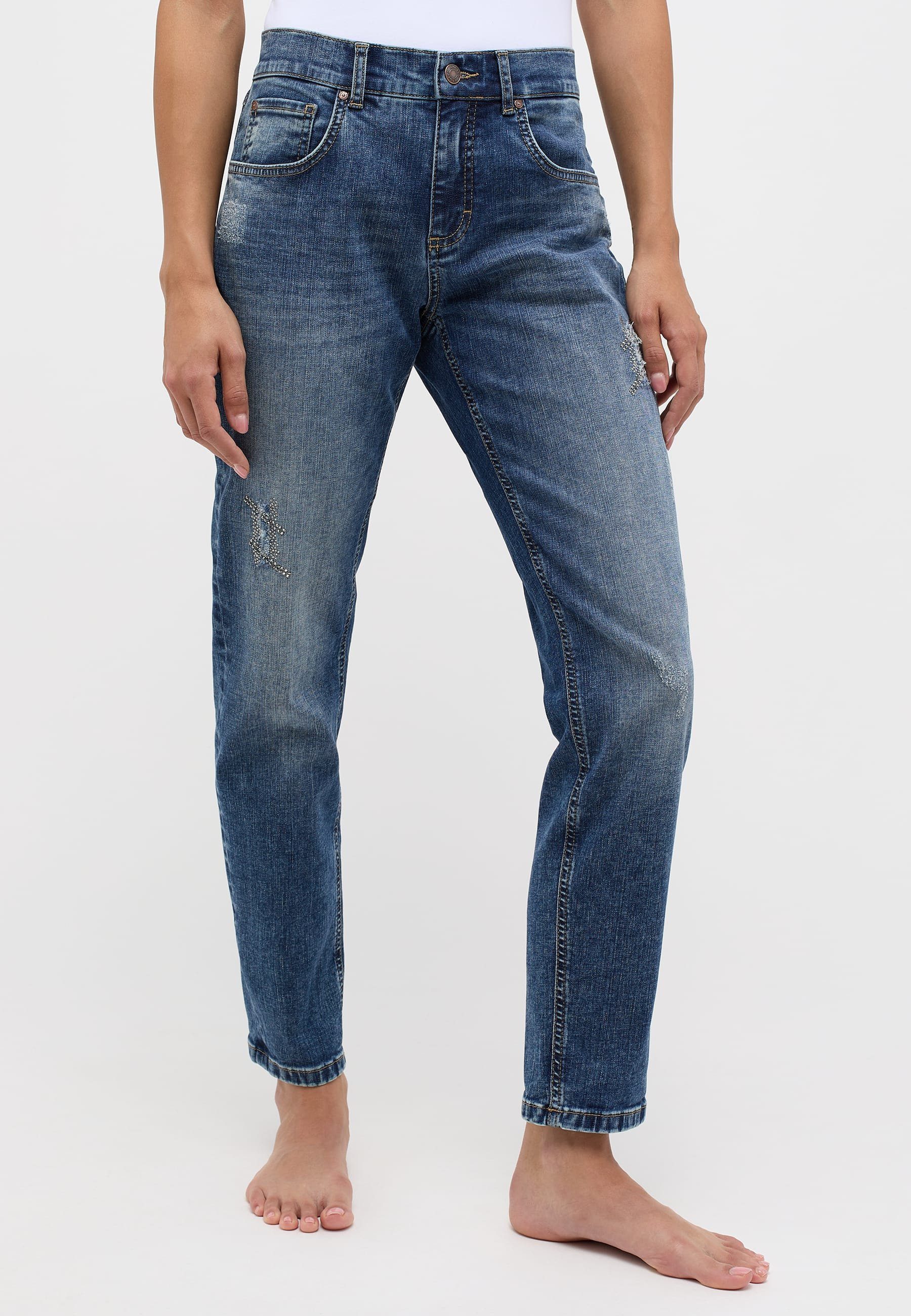 ANGELS Boyfriend-Jeans Jeans Boyfriend mit Strass mit Diamond Reißverschluss