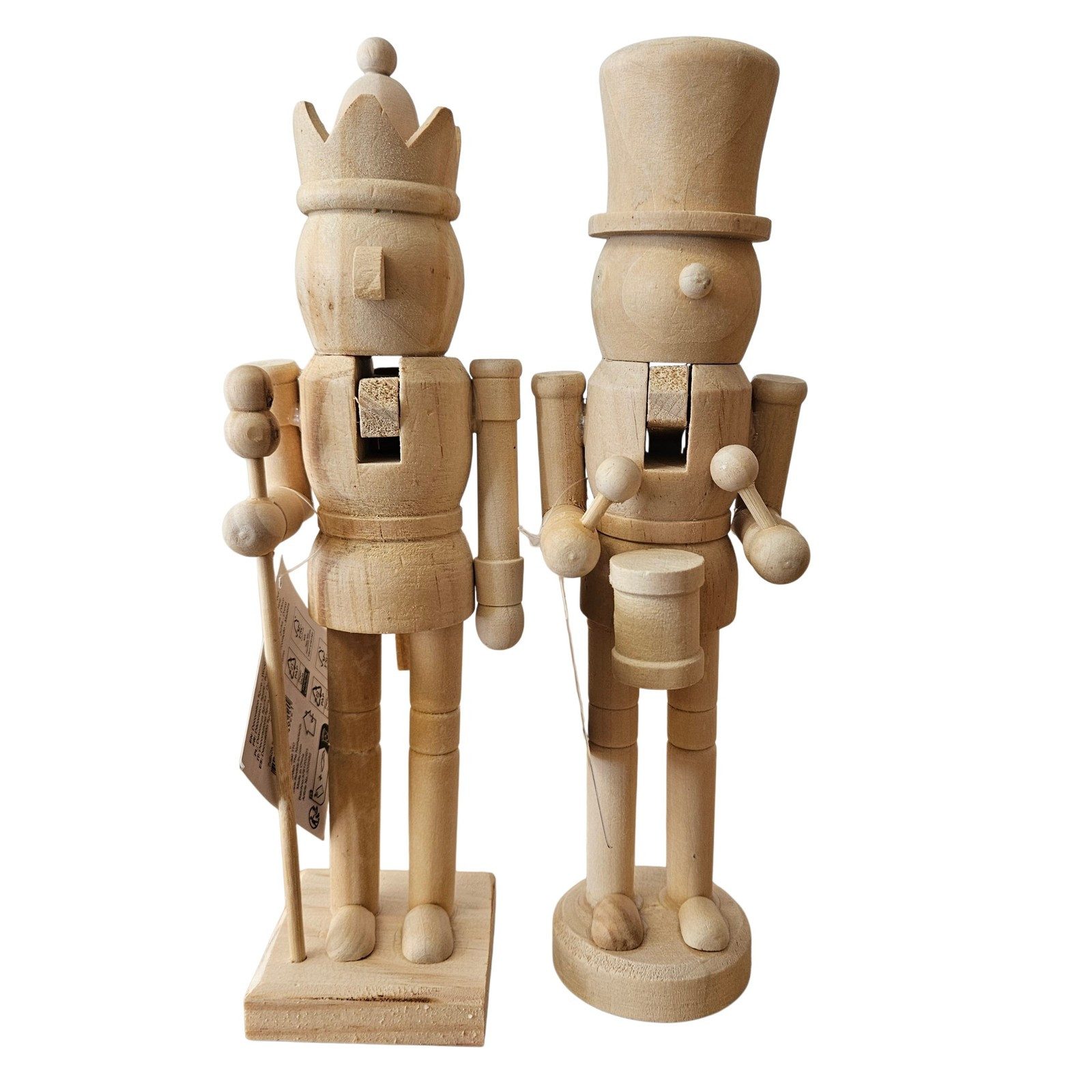 FEPA GmbH Nussknacker Nutcracker 2er Set aus Naturholz bemalbar König/Trommler