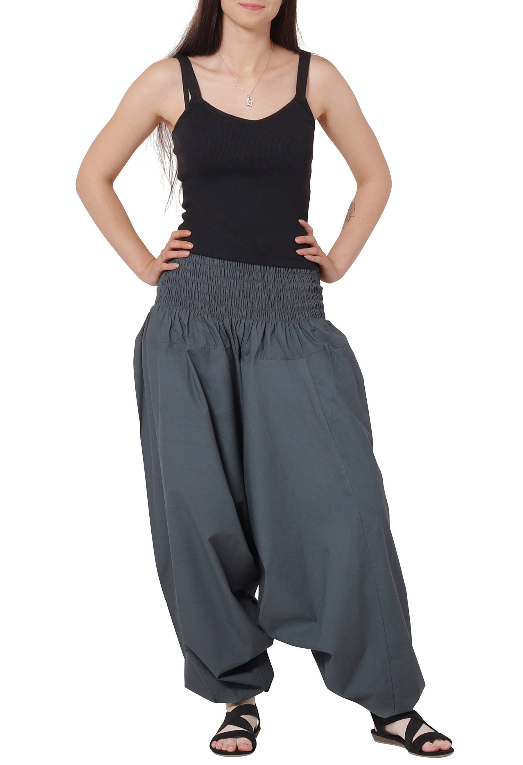 Haremshose Extragroße Haremshose XXL Aladinhose für Damen und Herren Grau