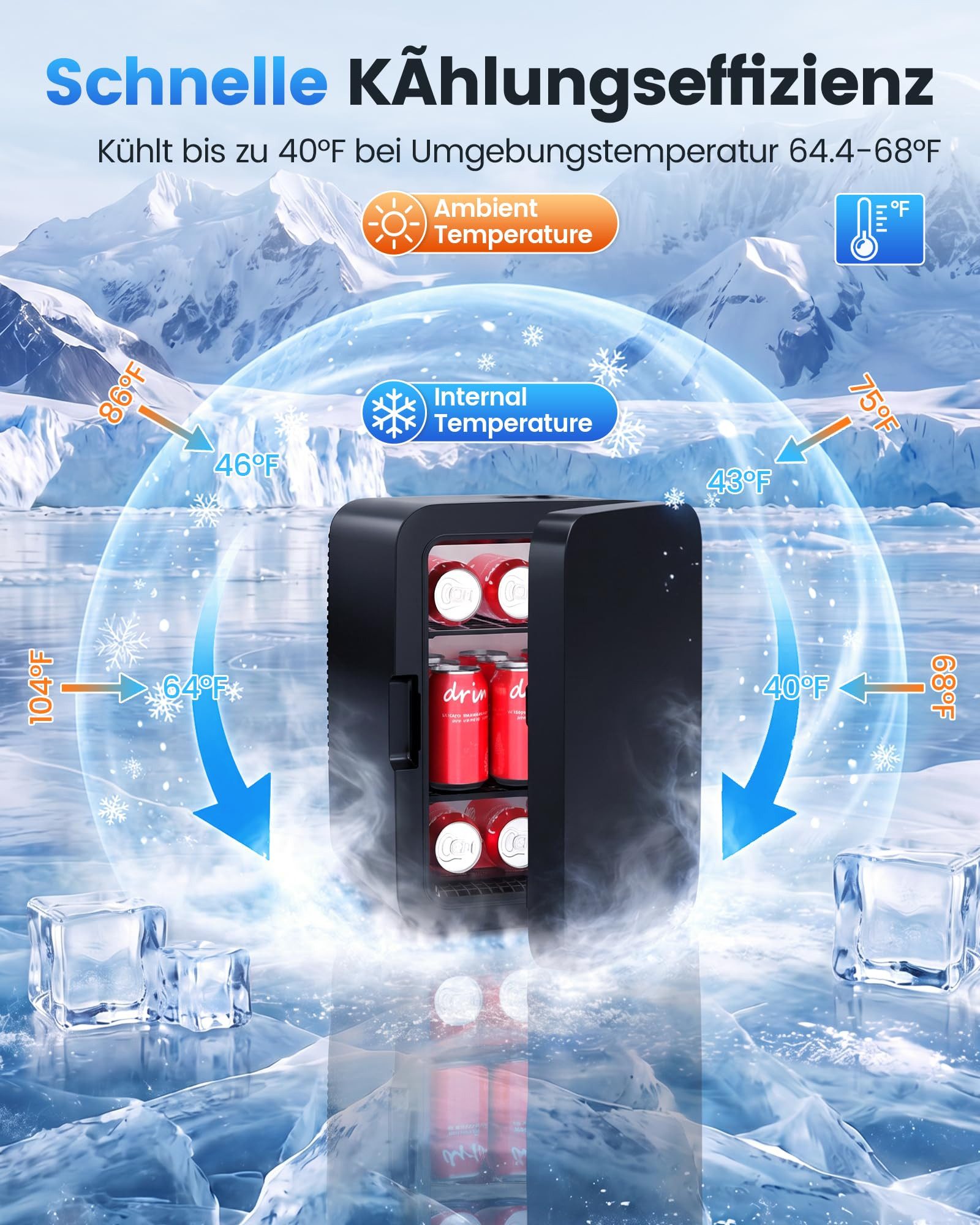 Kismile Kühlbox 10L Mini-Kühlschrank, tragbarer kleiner Kühlschrank für Zimmer, 10 l, Skincare Cooler mit AC/DC-Adapter, leiser Kosmetikkühlschrank – Bild 4 von 5