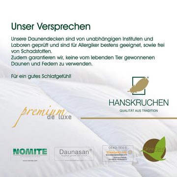 Daunenbettdecke, Premium, HANSKRUCHEN, Füllung: 100% Daunen, Bezug: 100% Baumwolle, Medium 260 x 240 cm, hergestellt in Deutschland, allergikerfreundlich