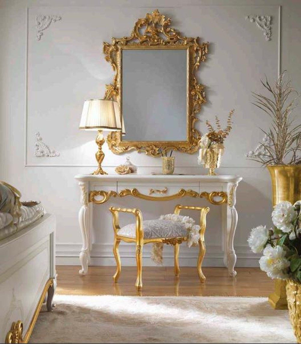 JVmoebel Konsolentisch Klassisches weißes Sideboard mit Barock-Design und Schublade (Packung, 1-St., Konsolentische), Made in Europa