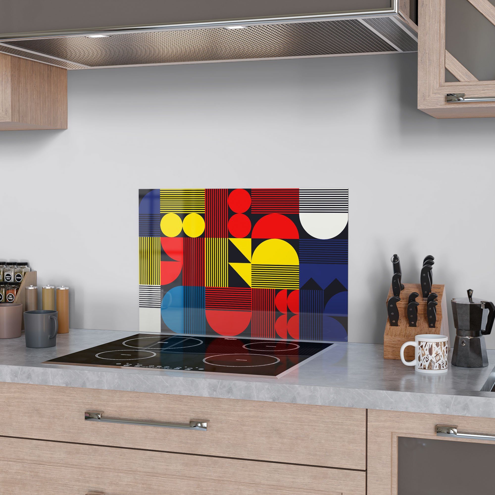 DEQORI Küchenrückwand 'Geometrische Abstraktion', Glas Herdblende Badrückwand Spritzschutz