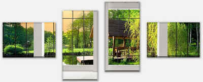 wandmotiv24 Mehrteilige Bilder Fenster aussicht, Ausblicke (Set, 4 St), Wandbild, Wanddeko, Leinwandbilder in versch. Größen