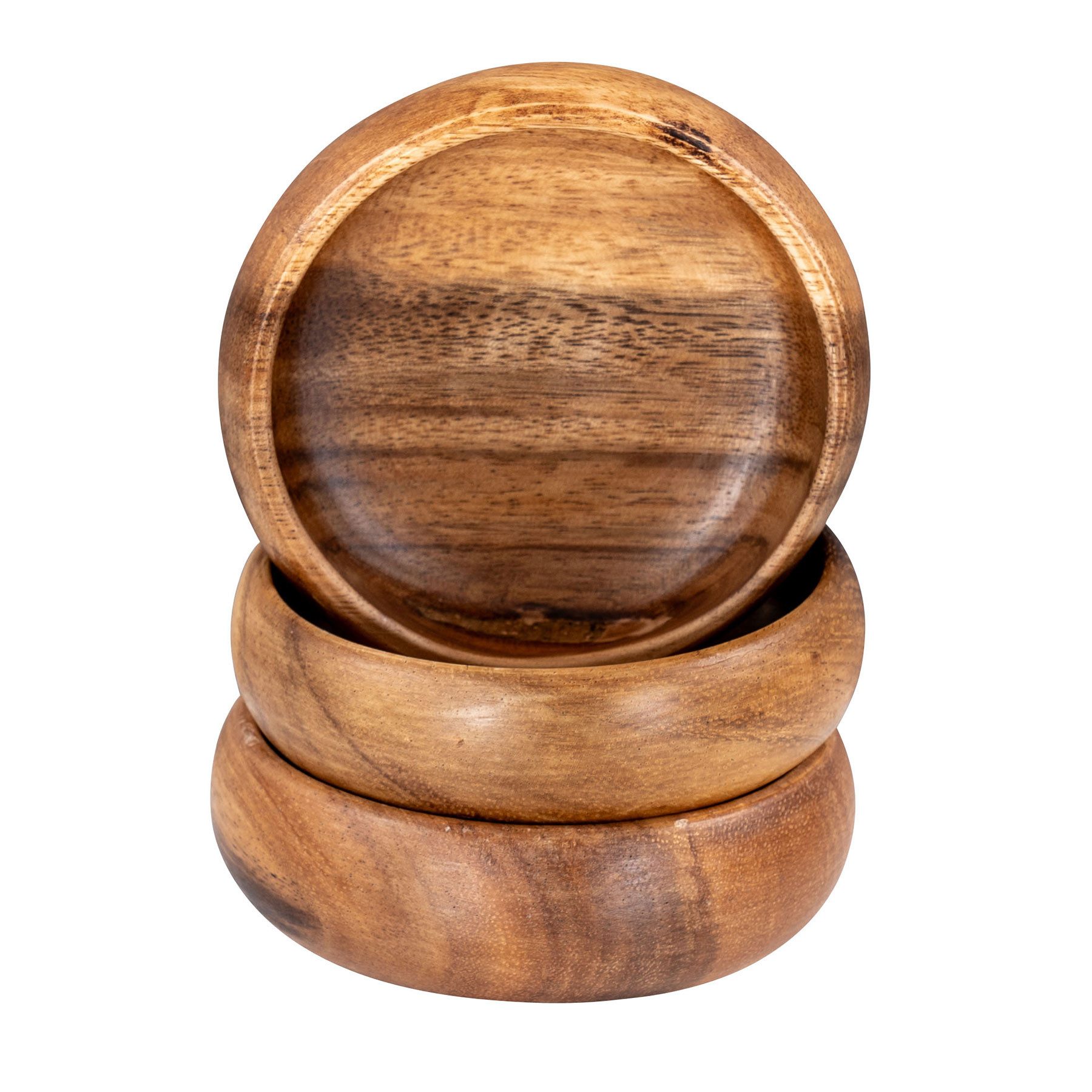 Levandeo® Dekoteller, 3er Set Snackschale Holz Akazie Ø10cm Design Dip Schale Obstschale