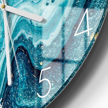 DEQORI Wanduhr 'Meer aus Marmor' (Glas Glasuhr modern Wand Uhr Design Küchenuhr)