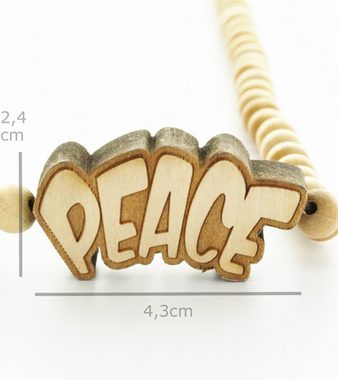 WOOD FELLAS Halsband WOOD FELLAS Holz-Kette cooler Mode-Schmuck mit Anhänger Hals-Schmuck Peace Beige