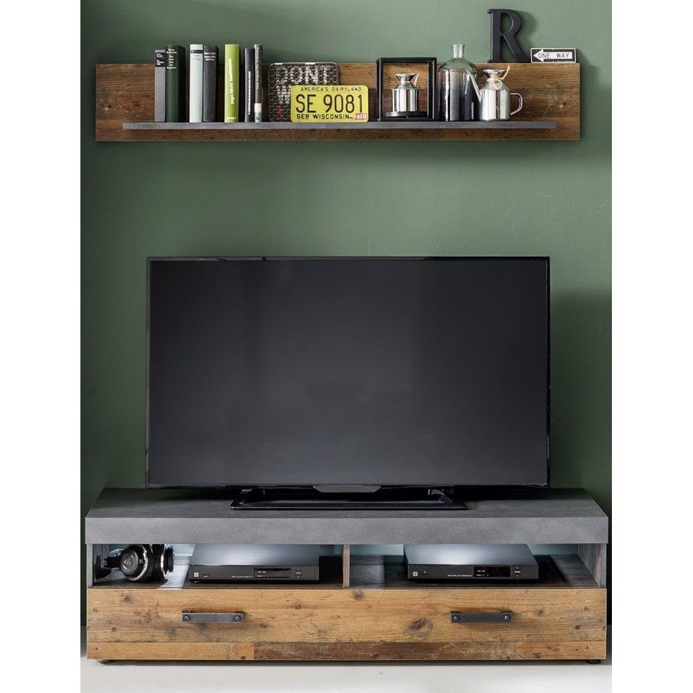 trendteam Wohnzimmer-Set, Wohnwand TV-Lowboard und Wandboard Old Wood und G günstig online kaufen