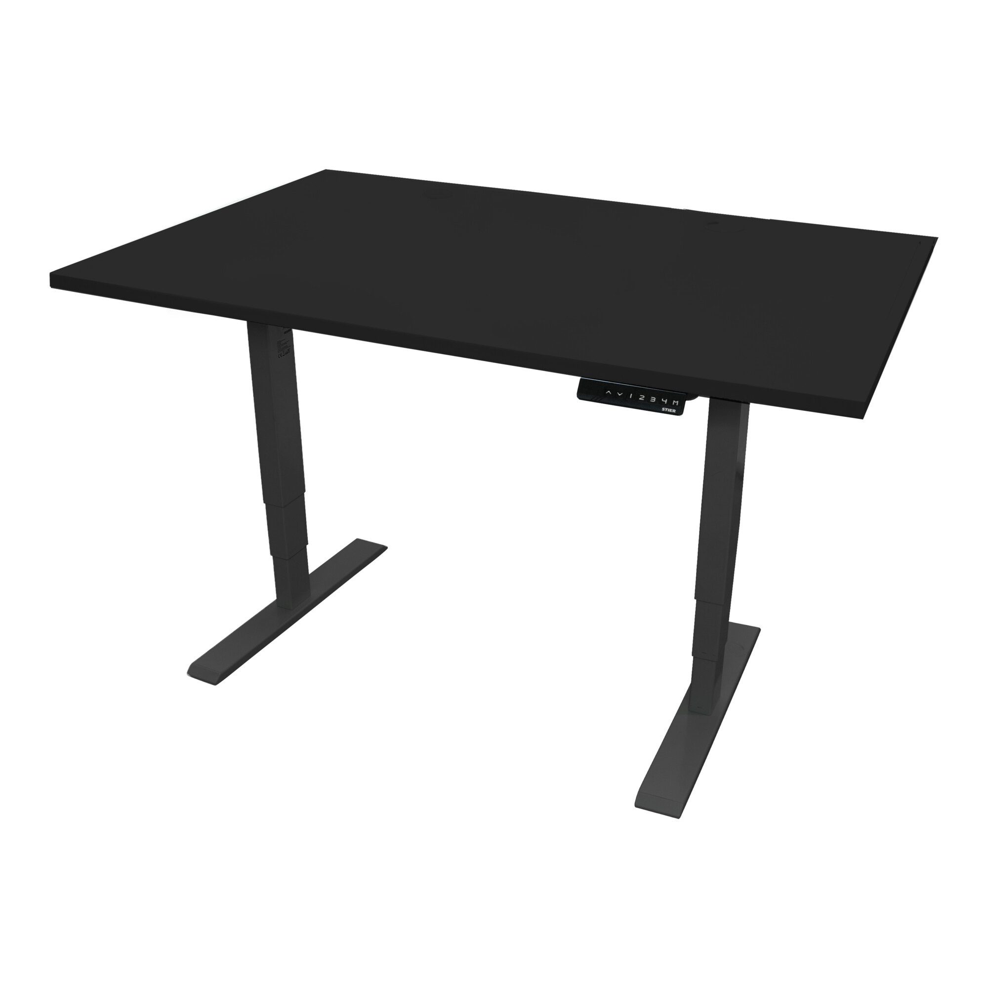 Stier Büromöbel-Set STIER Elektrisch höhenverstellbarer Schreibtisch THA 140x80cm schwarz