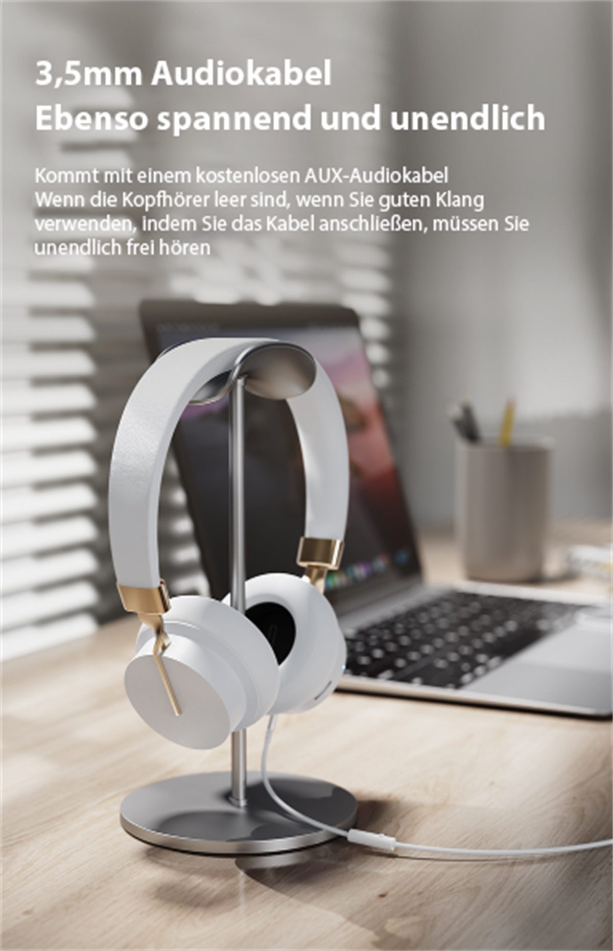 carefully Akkulaufzeit Bluetooth-Headset, lange Weiß Over-Ear-Kopfhörer Headset, Kabelloses 50 selected Stunden