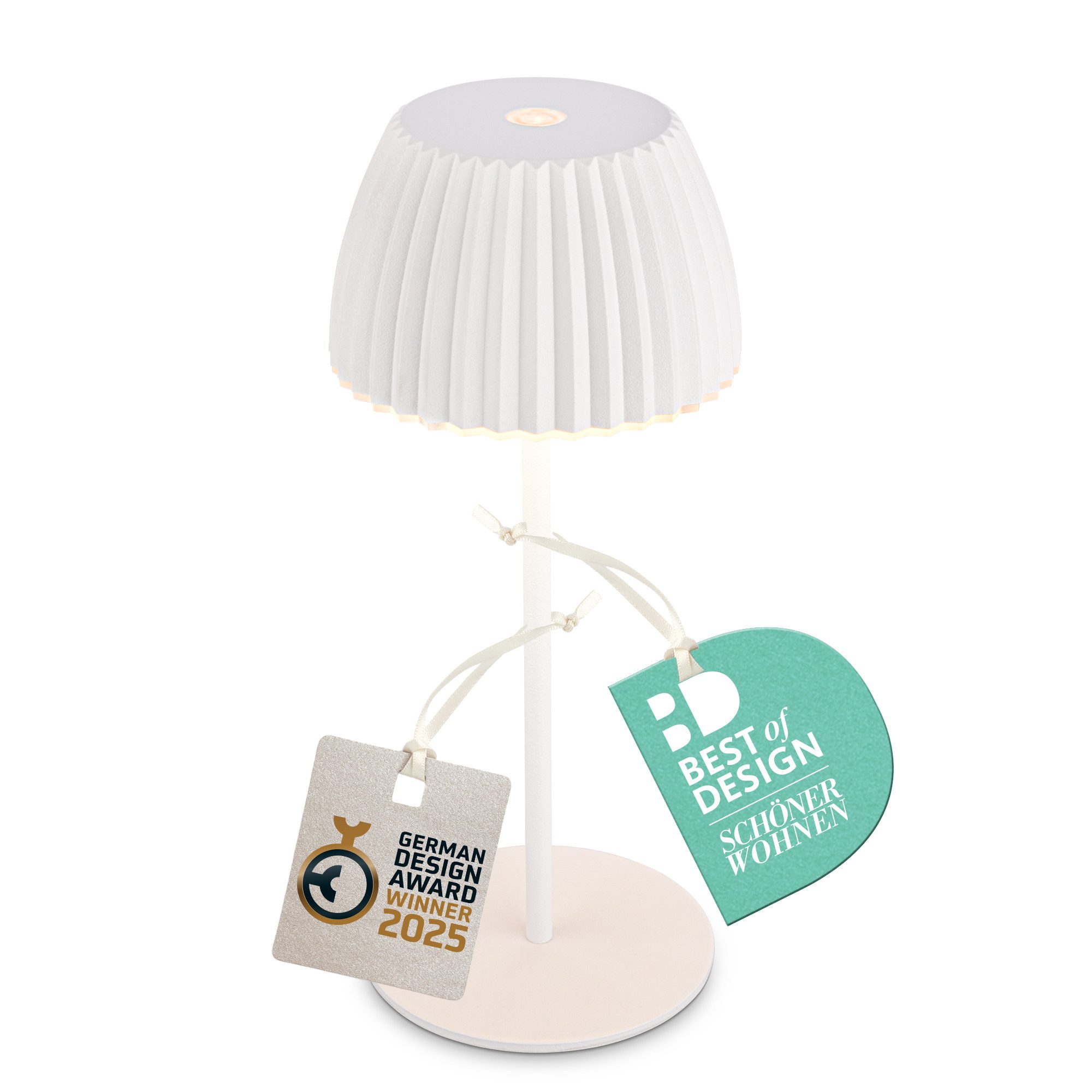 Briloner Leuchten LED Tischleuchte Riffle Tischlampe kabellos Akku USB-C dimmbar Design Award, LED fest integriert, 2700K- Extra-Warmweiß, Akku tauschbar, Indoor/Outdoor, Balkon, Wohnzimmer, Esszimmer