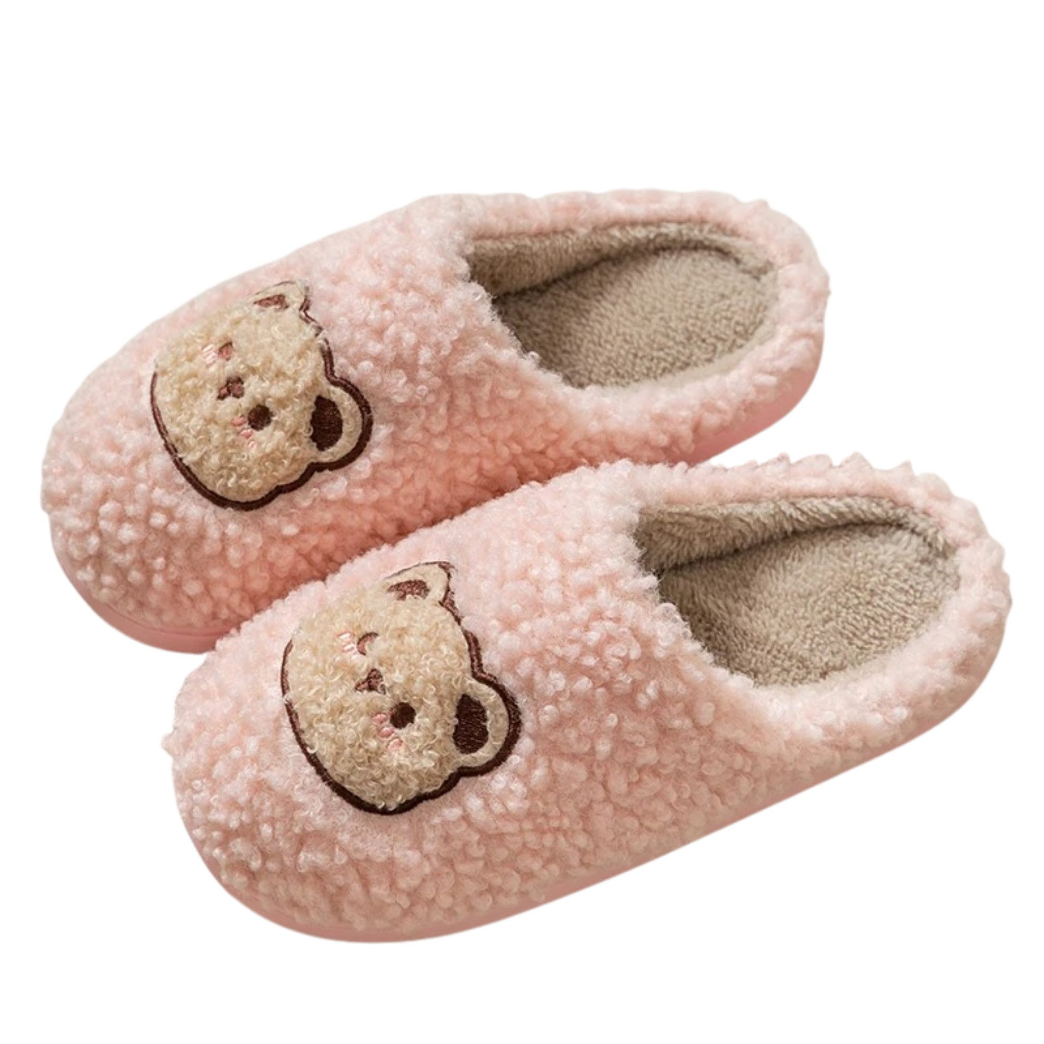 NEXORA Warme Damen Домашнє взуття mit Bären-Motiv – weich, niedlich & gemütlich Plüsch Домашнє взуття (Paar) niedliche Домашнє взуття mit Teddy-Stick