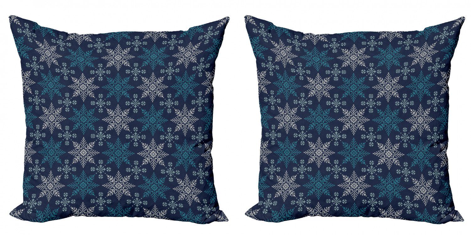 Kissenbezüge Modern Accent Doppelseitiger Digitaldruck, Abakuhaus (2 Stück), Schneeflocke Winter Holiday Theme