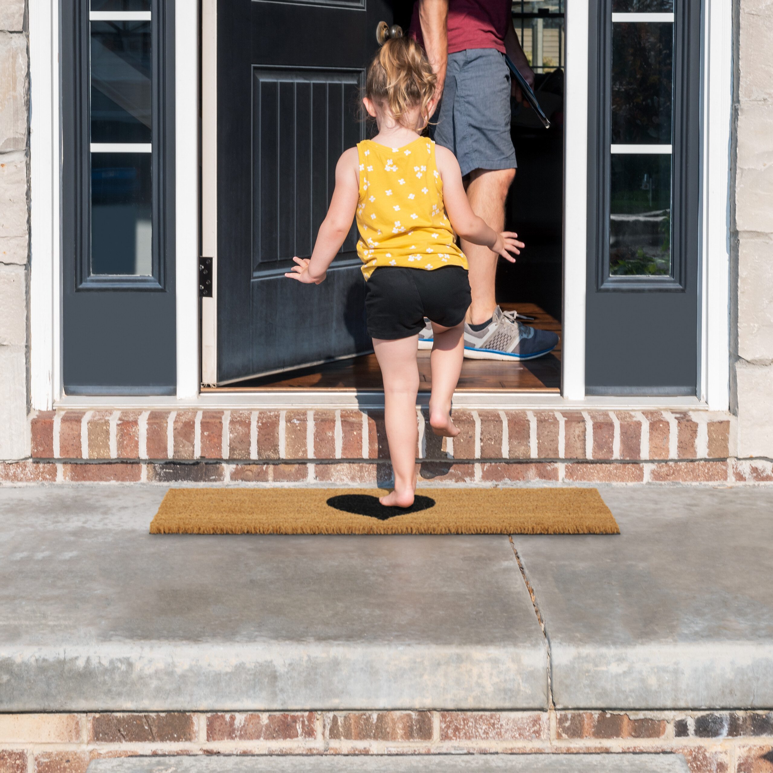 relaxdays Fußmatte Kokos Fußmatte mit Herz, rechteckig, Höhe: 15 mm