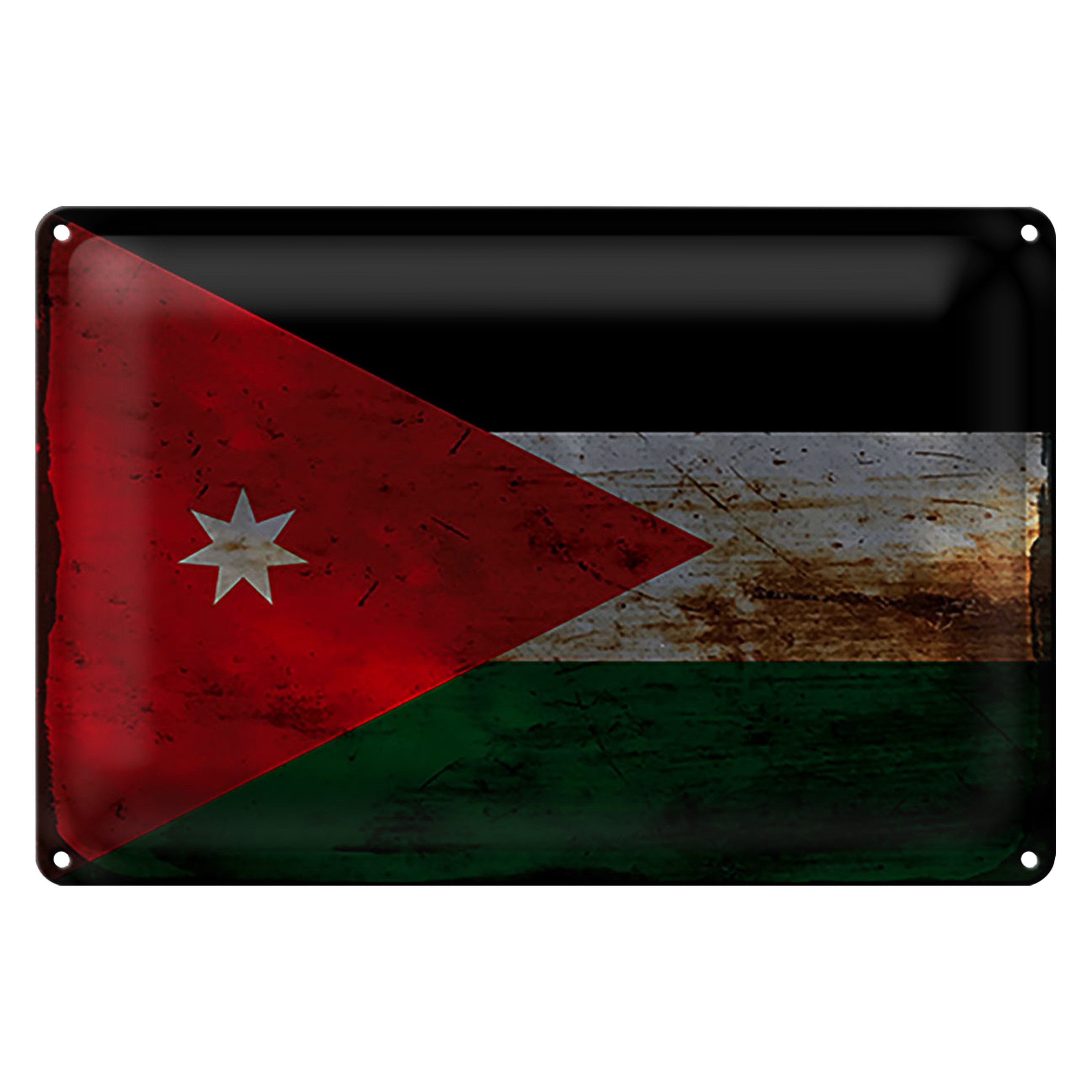 Roomando Metallschild Flagge Jordanien 40x30cm Flag of Jordan Rost