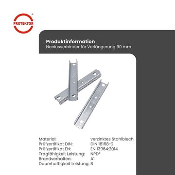 PROTEKTOR Profil (Nonius Verbinder Verlängerung Deckenprofil, 100-St), Nonius Abhänger Zubehör Trockenbau, Made in Germany