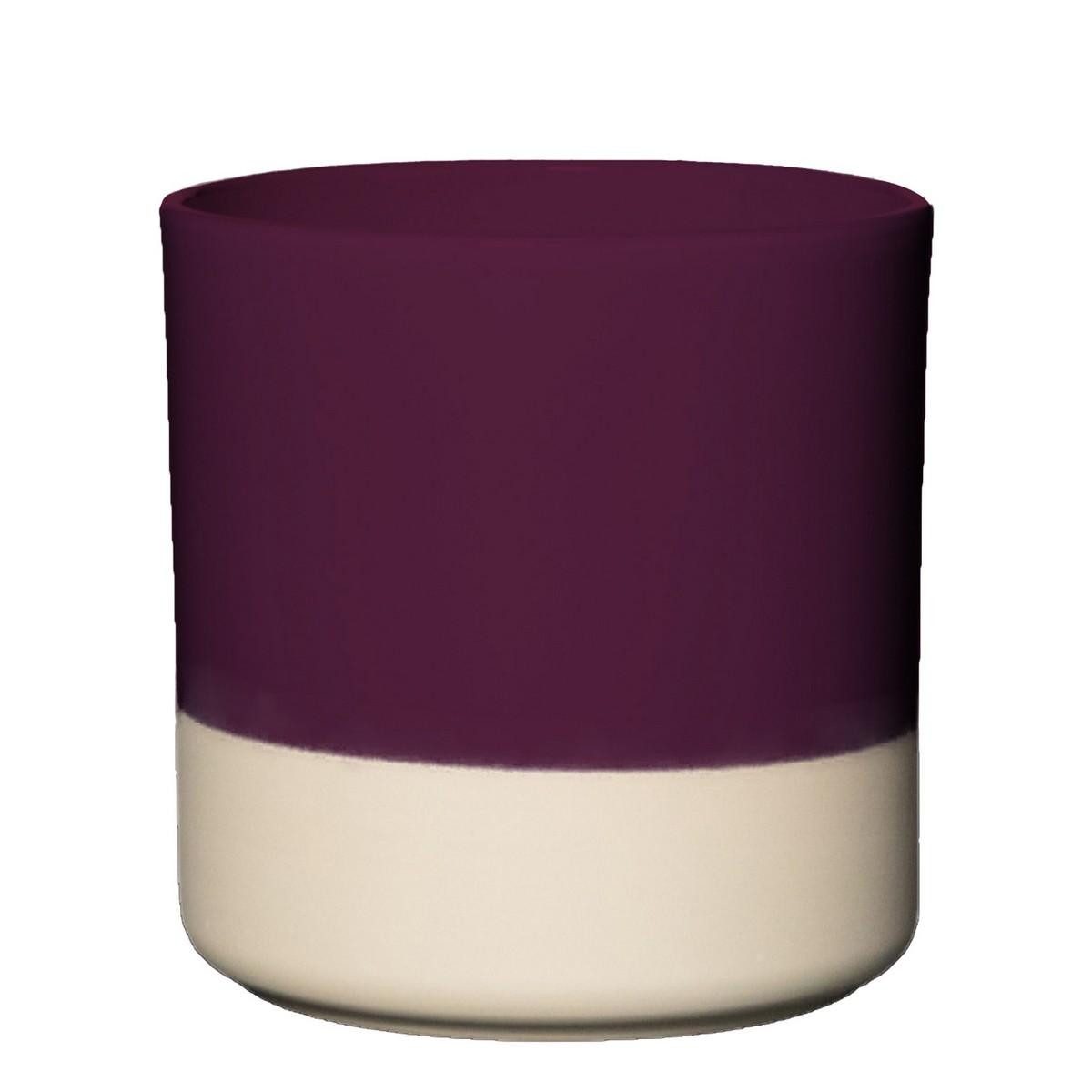 INNA-Glas Blumentopf Übertopf AUGUSTIN, Dip-Dye Optik, aubergine-beige, 13cm, Ø13cm