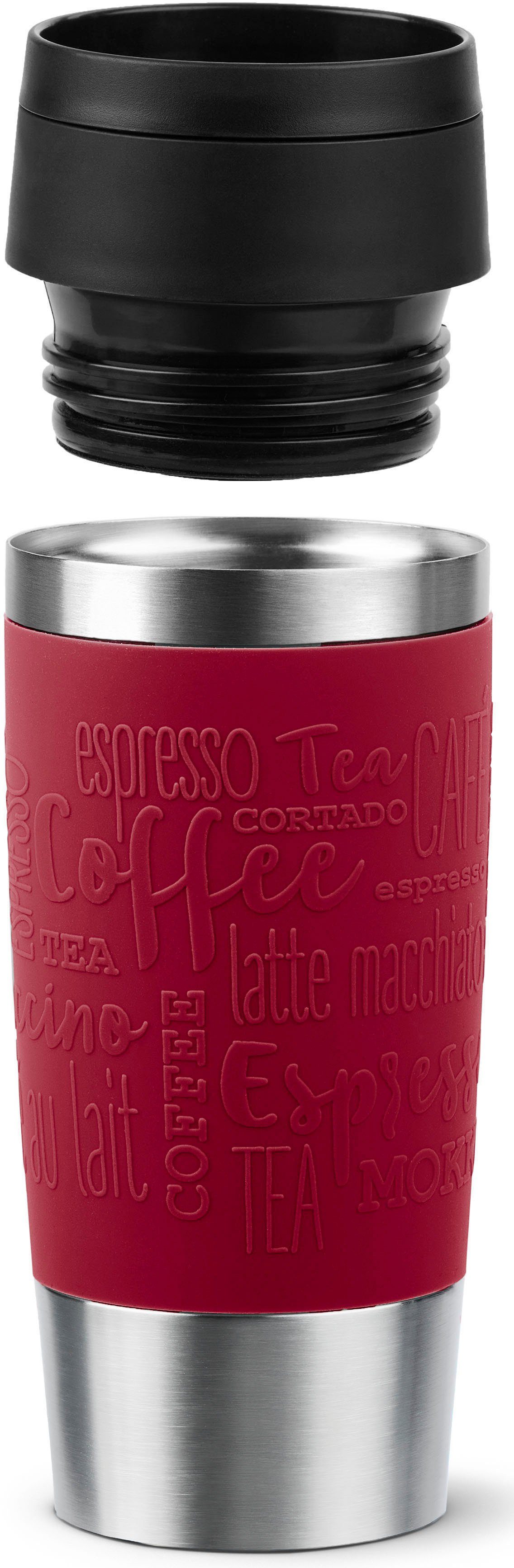 Emsa Thermobecher Travel Mug Classic, mit 360°-Trinköffnung, auslaufsicher, rutschfest, Edelstahl, Kunststoff, Silikon, 4h heiß, 8h kalt - 360 ml / 6h heiß, 12h kalt - 500 ml, 100% dicht