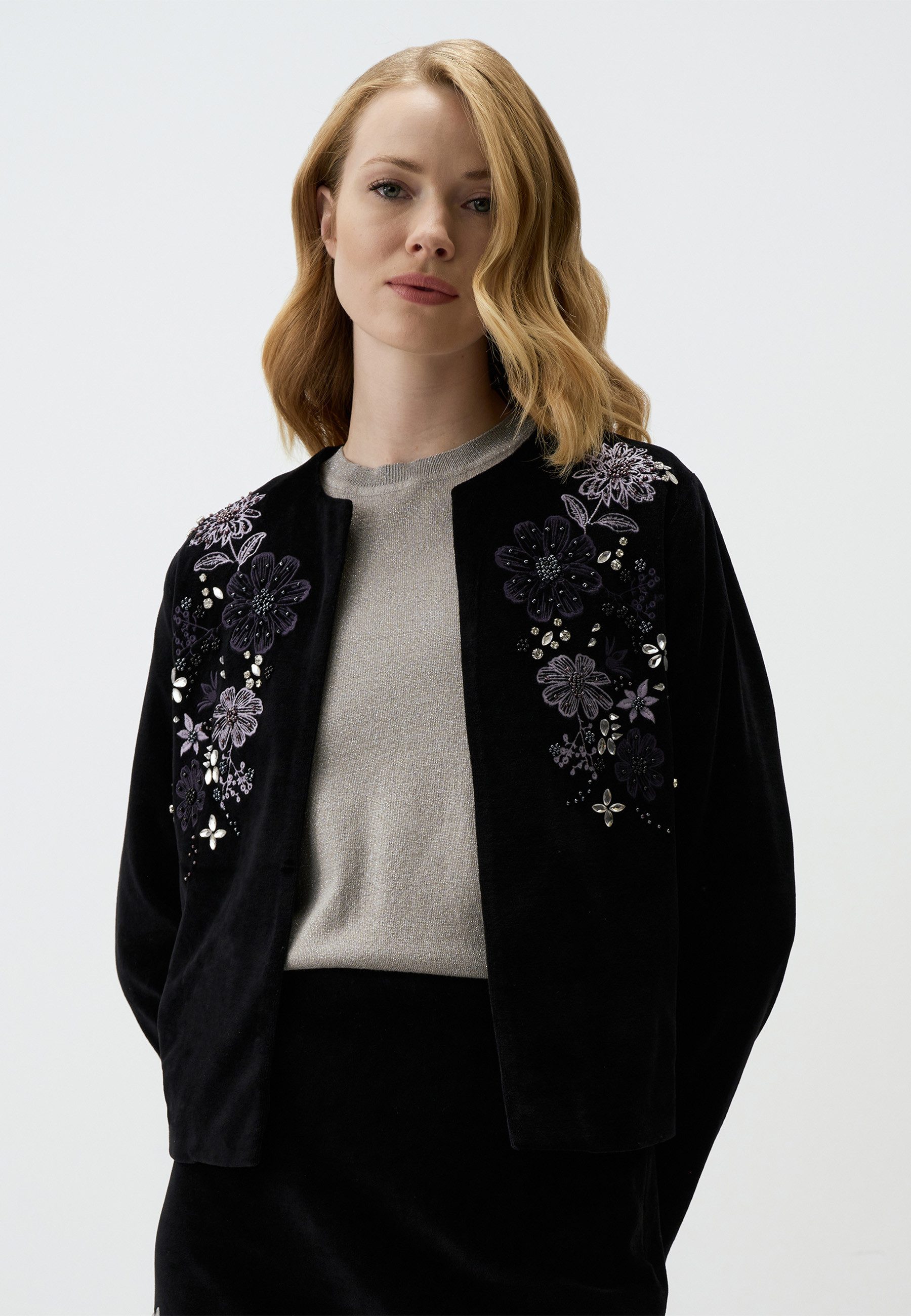 Jackett Bestickte Schwarze Jacke