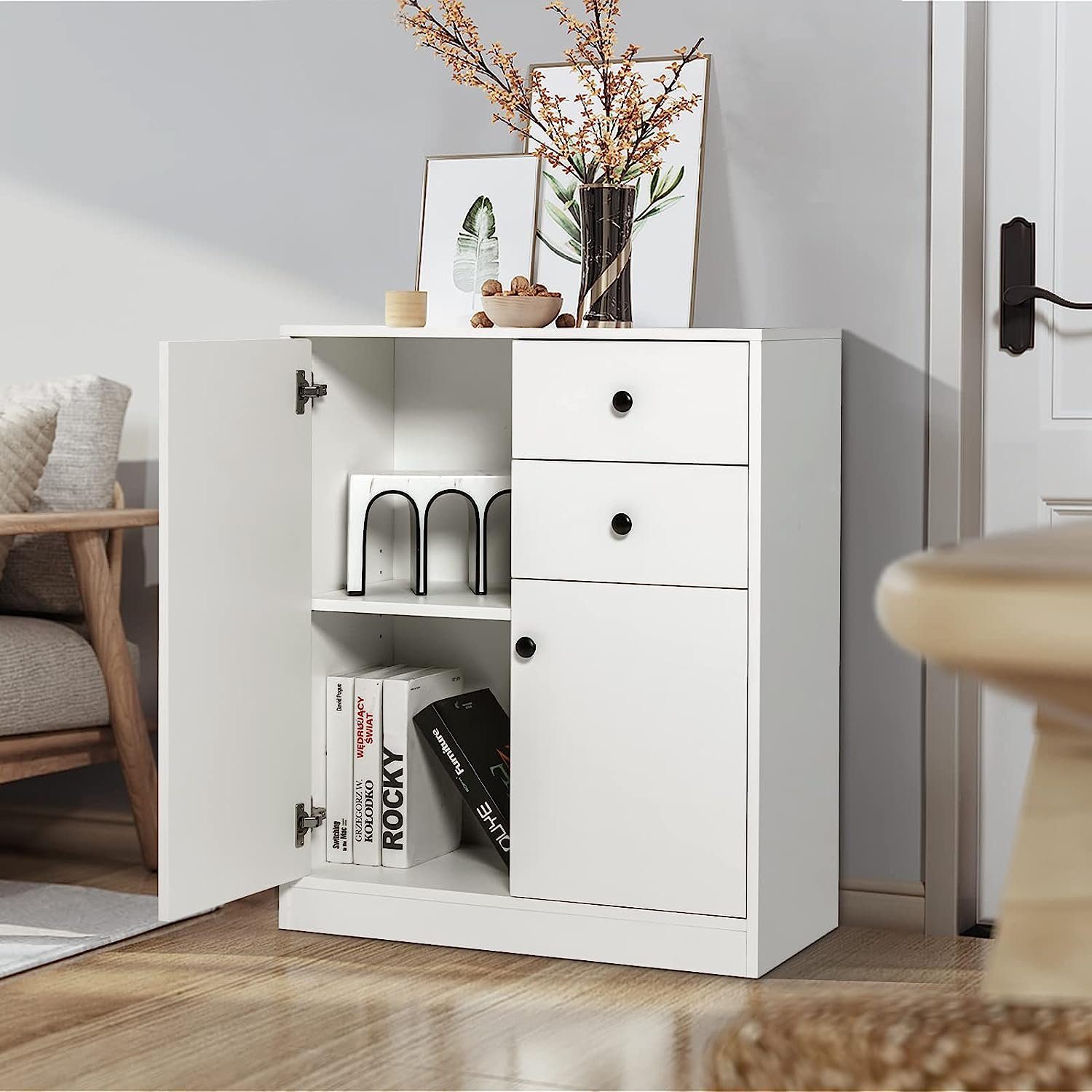 KOMFOTTEU Sideboard Bodenschrank, mit Kippschutz