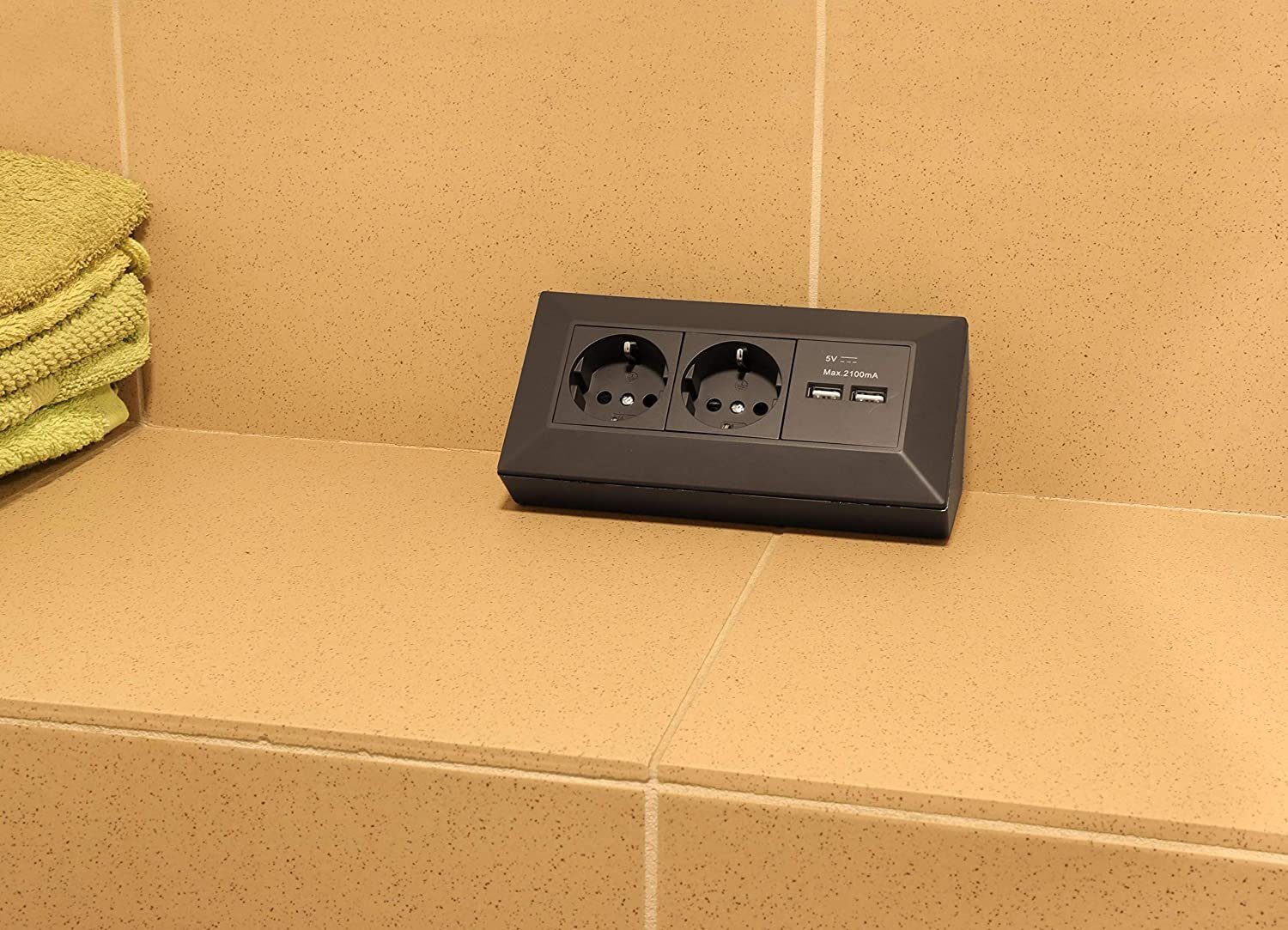 ChiliTec 2-fach Steckdosenblock + 2x USB, schwarz Mehrfachsteckdose