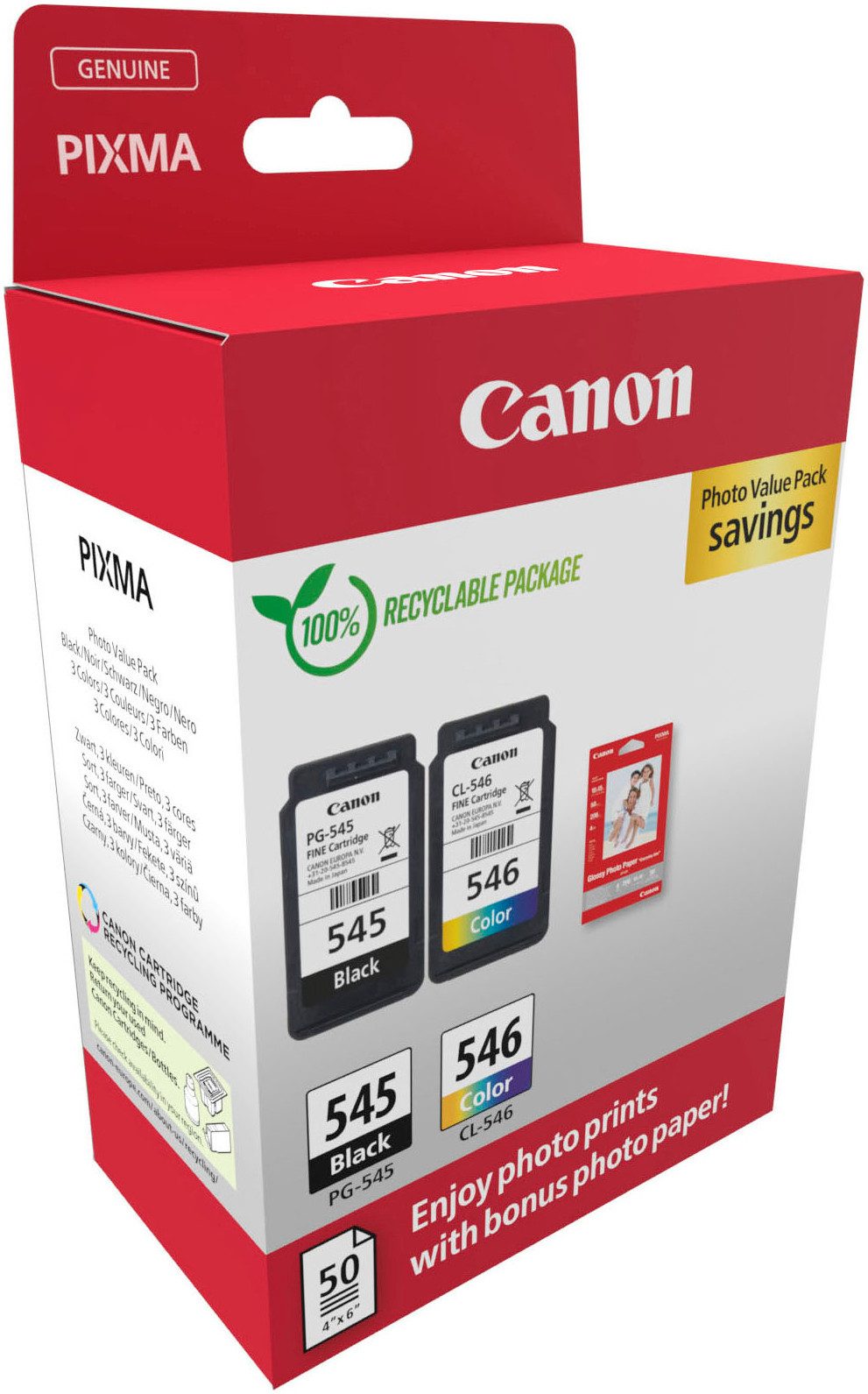 Canon PG-545 & CL-546 Tintenpatrone (Set, inkl. Fotoglanzpapier 10x15 cm)