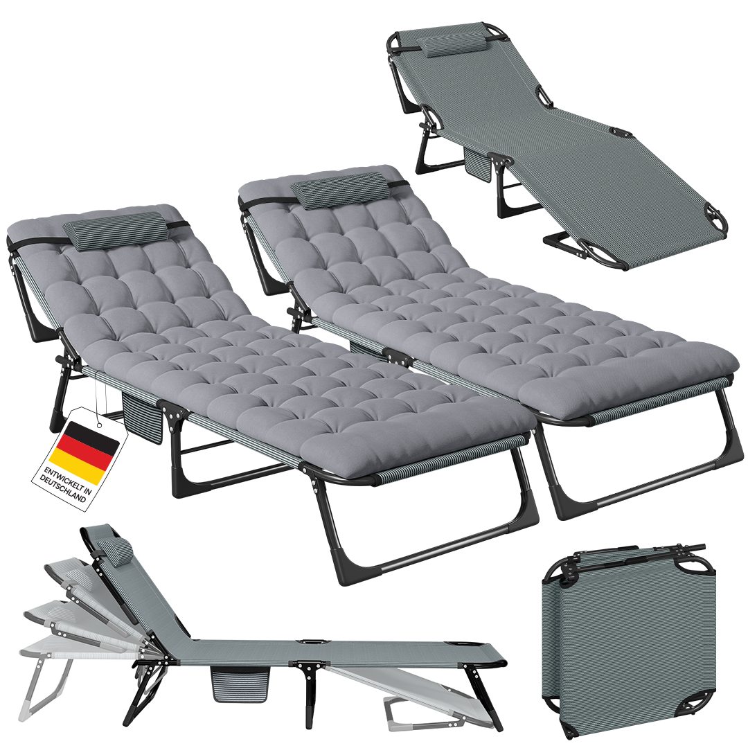 Gartenliege Nysaris klappbare Sonnenliege mit Polsterauflage
