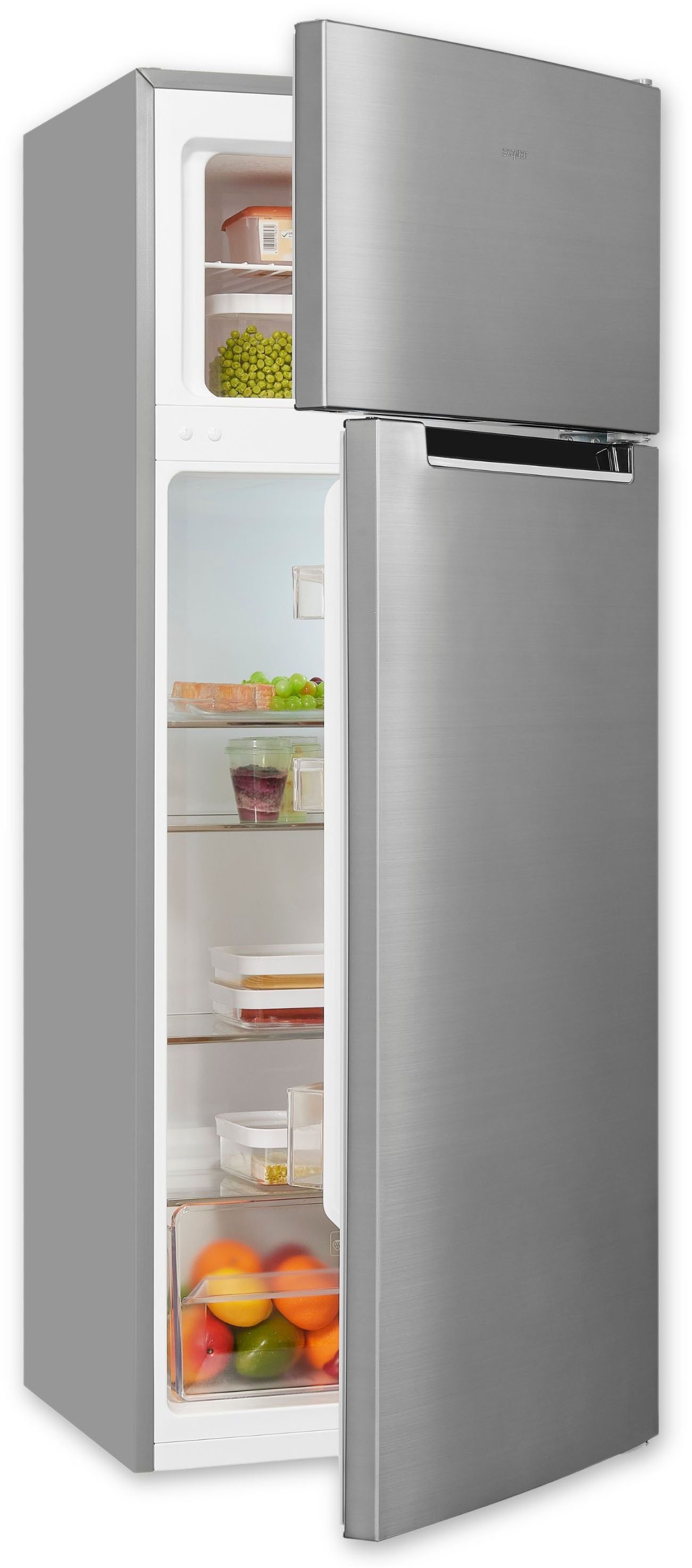 exquisit Kühl-/Gefrierkombination KGC270-45-040E inoxlook, 142,6 cm hoch, 54,5 cm breit