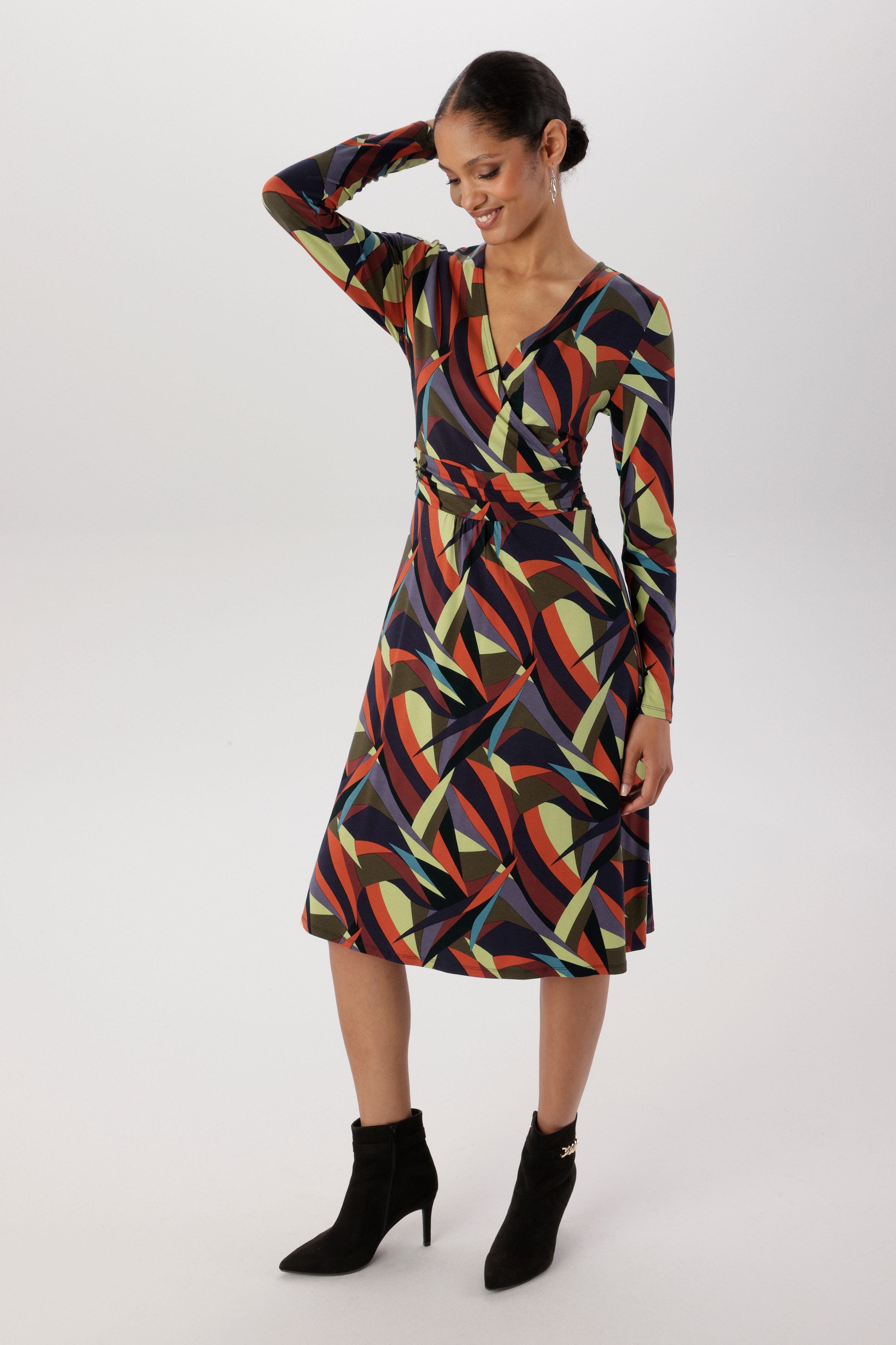 Aniston SELECTED Jerseykleid V-Ausschnitt mit raffinierter Wickeloptik - NEUE KOLLEKTION