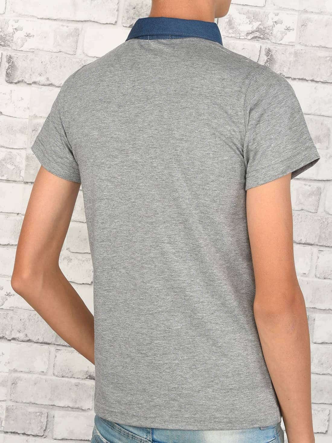 mit Jungen Kontrastfarben Polo Grau Shirt Casual Kurzarmshirt BEZLIT (1-tlg)