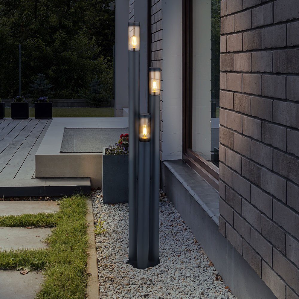 Leuchtmittel etc-shop inklusive, Außen-Stehlampe, Außenleuchte LED braun Stehlampe Dunkelanthrazit schwarz Warmweiß, Wegeleuchte Gartenlampen außen