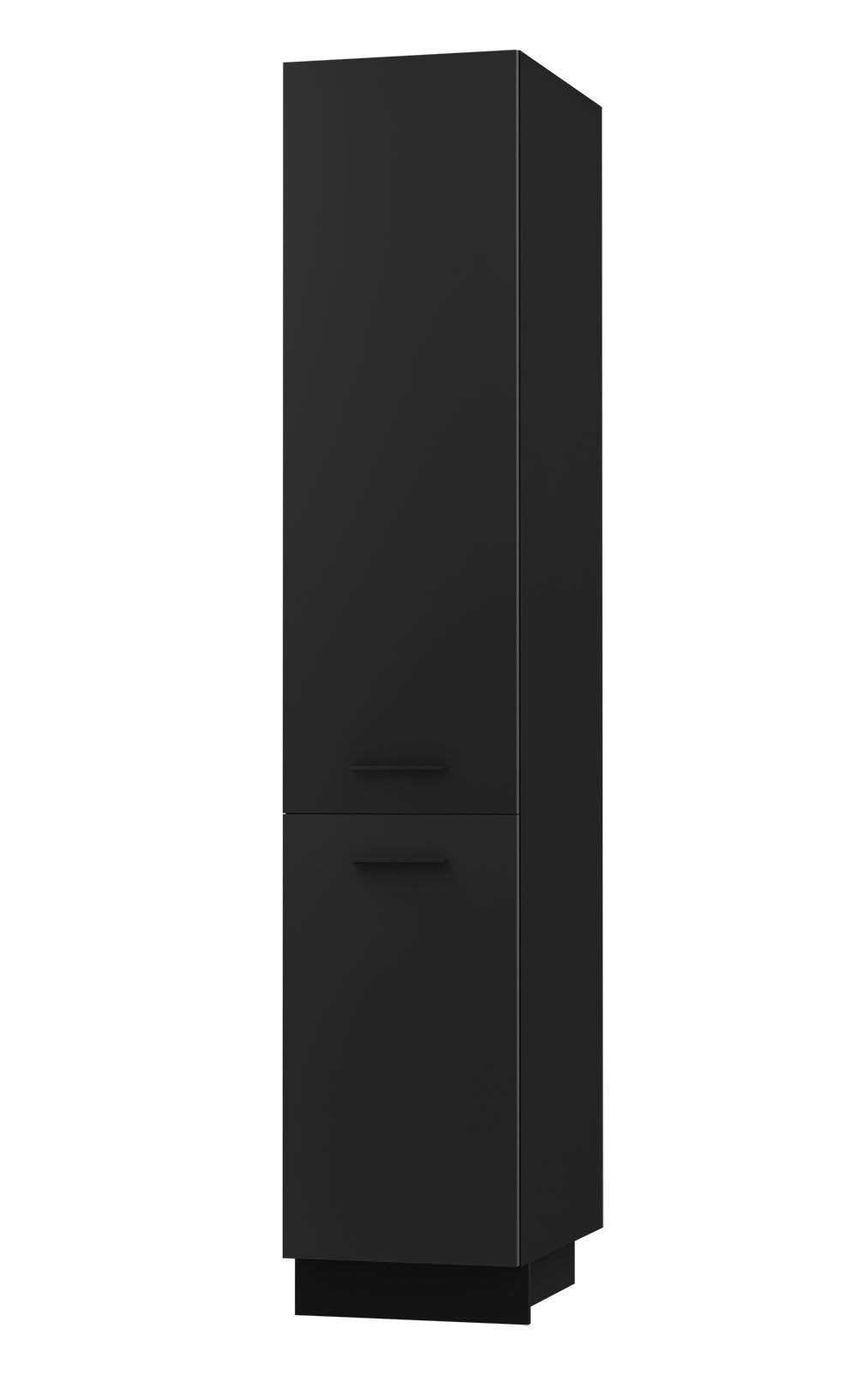 Feldmann-Wohnen Apothekerschrank Bonn (2D14K/40 kargo, 1 Tür, 2 Einlegeböden, 1 Korbauszug, 1-St., moderne Optik, MDF Fronten) schwarz / schwarz matt
