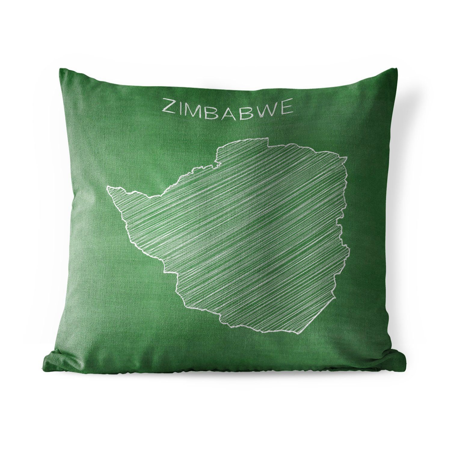 MuchoWow Dekokissen Eine Outdoor Dekokissenbezug, von einer Simbabwe Kissenhülle, Illustration Kreidetafel, auf Dekokissen, Kissenbezüge, grünen