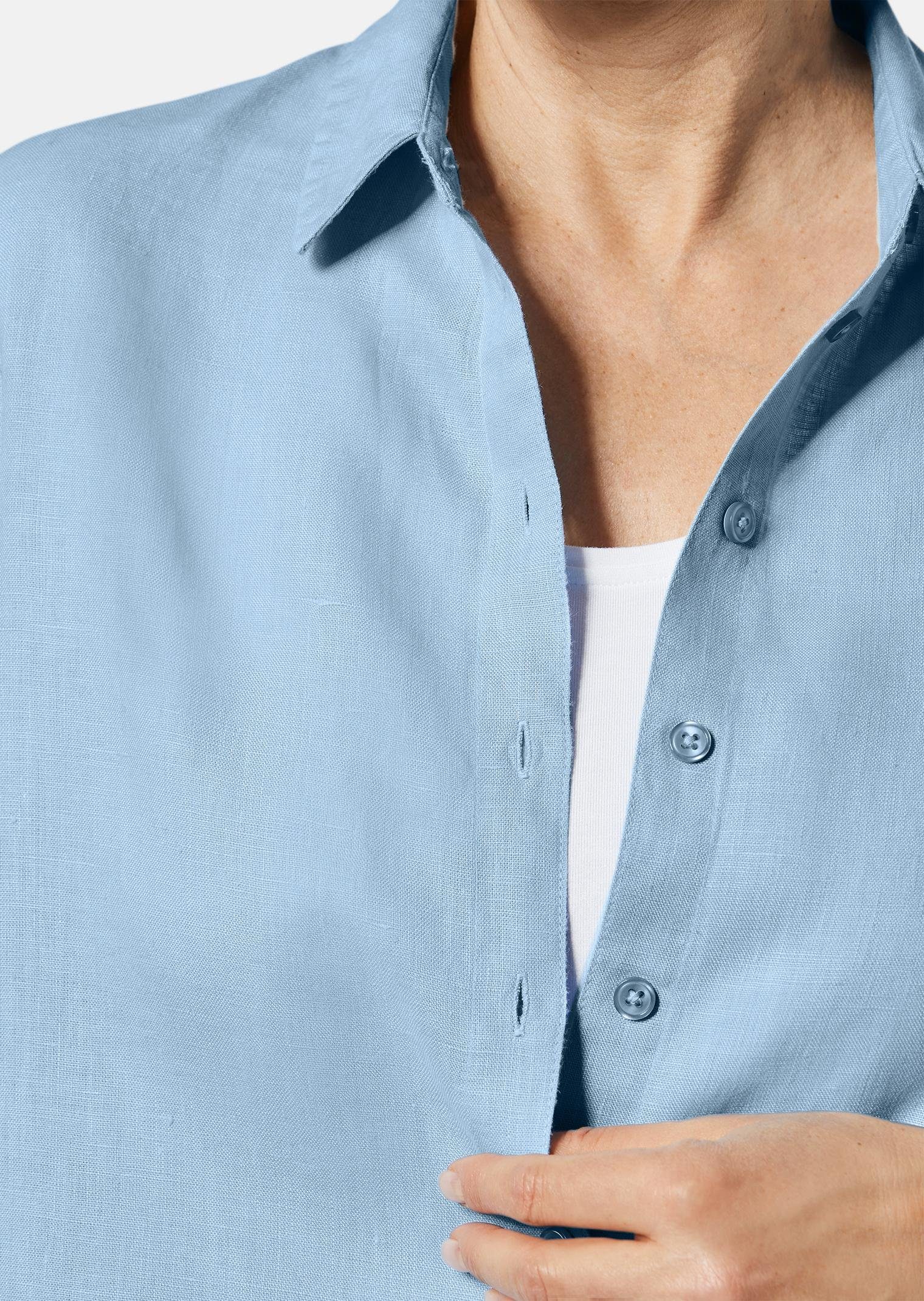 GOLDNER Langarmbluse Bequeme Damen Businessbluse Leichte Bluse aus reinem Leinen in Hemdblusenform