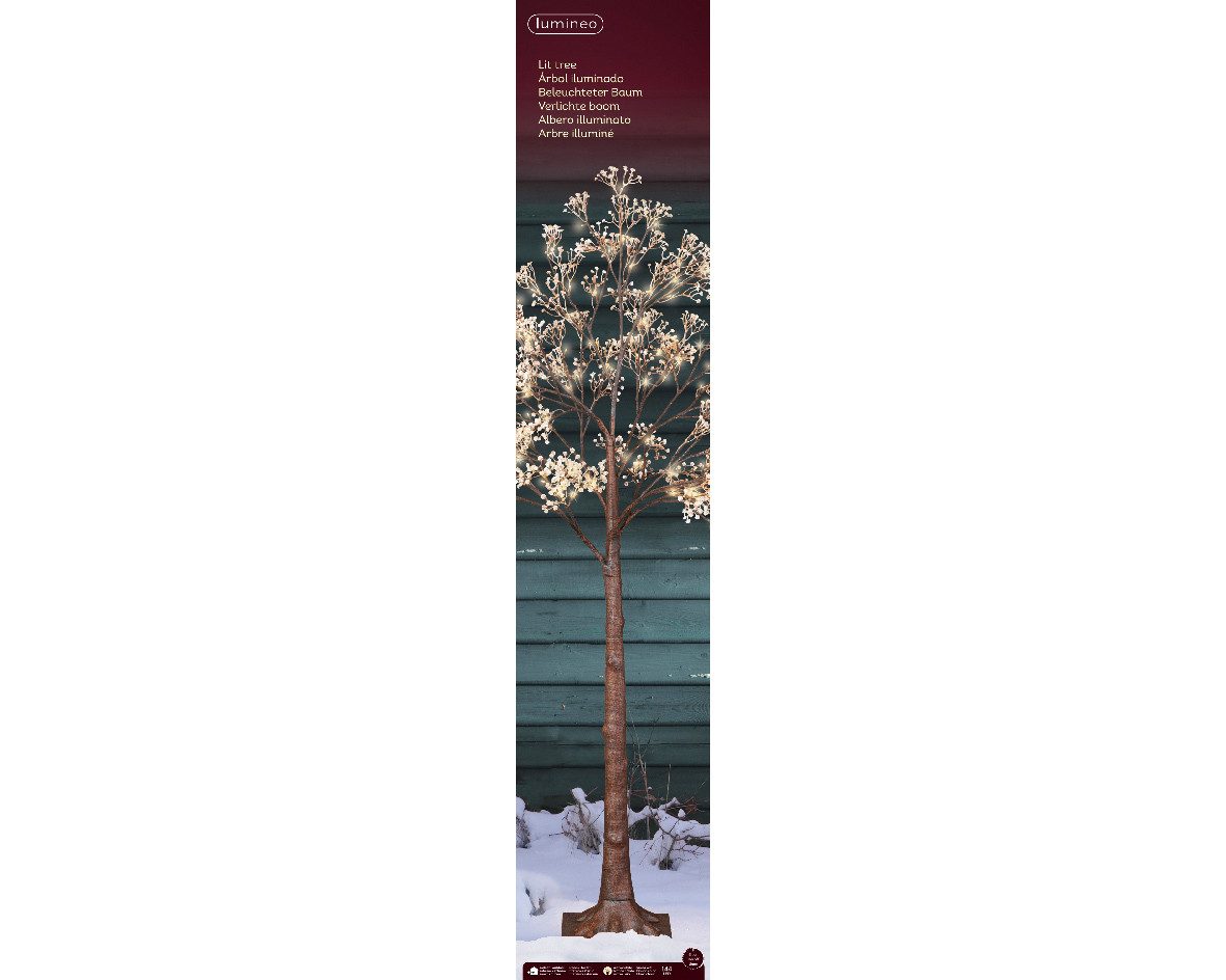 Lumineo LED Baum LED Baum pvc Schleierkraut Dauerbetrieb Ø.90cm H.150cmbraun/warmweiss