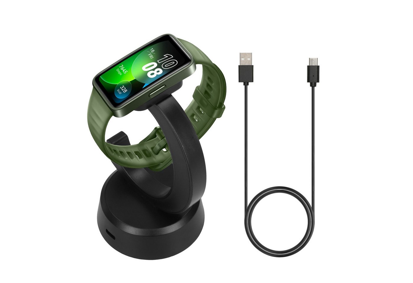 kwmobile USB Ladegerät für Huawei Band 10 / Honor Band 9 / Band 7 / Band 6 / Smartwatch-Ladekabel, (12.80 cm), Smart Watch Ladestation - Ladekabel mit Standfunktion