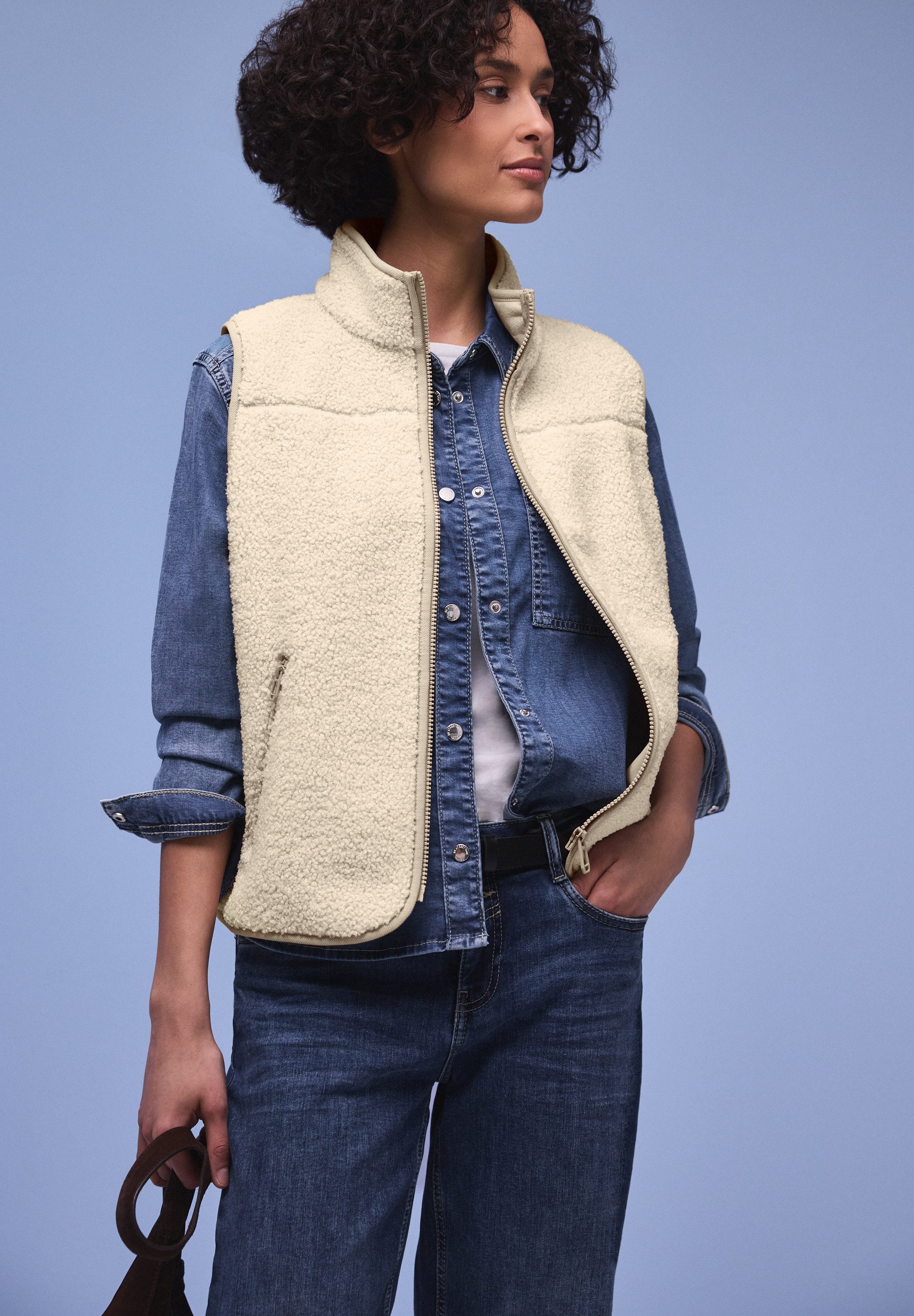 STREET ONE Fellweste mit Stehkragen