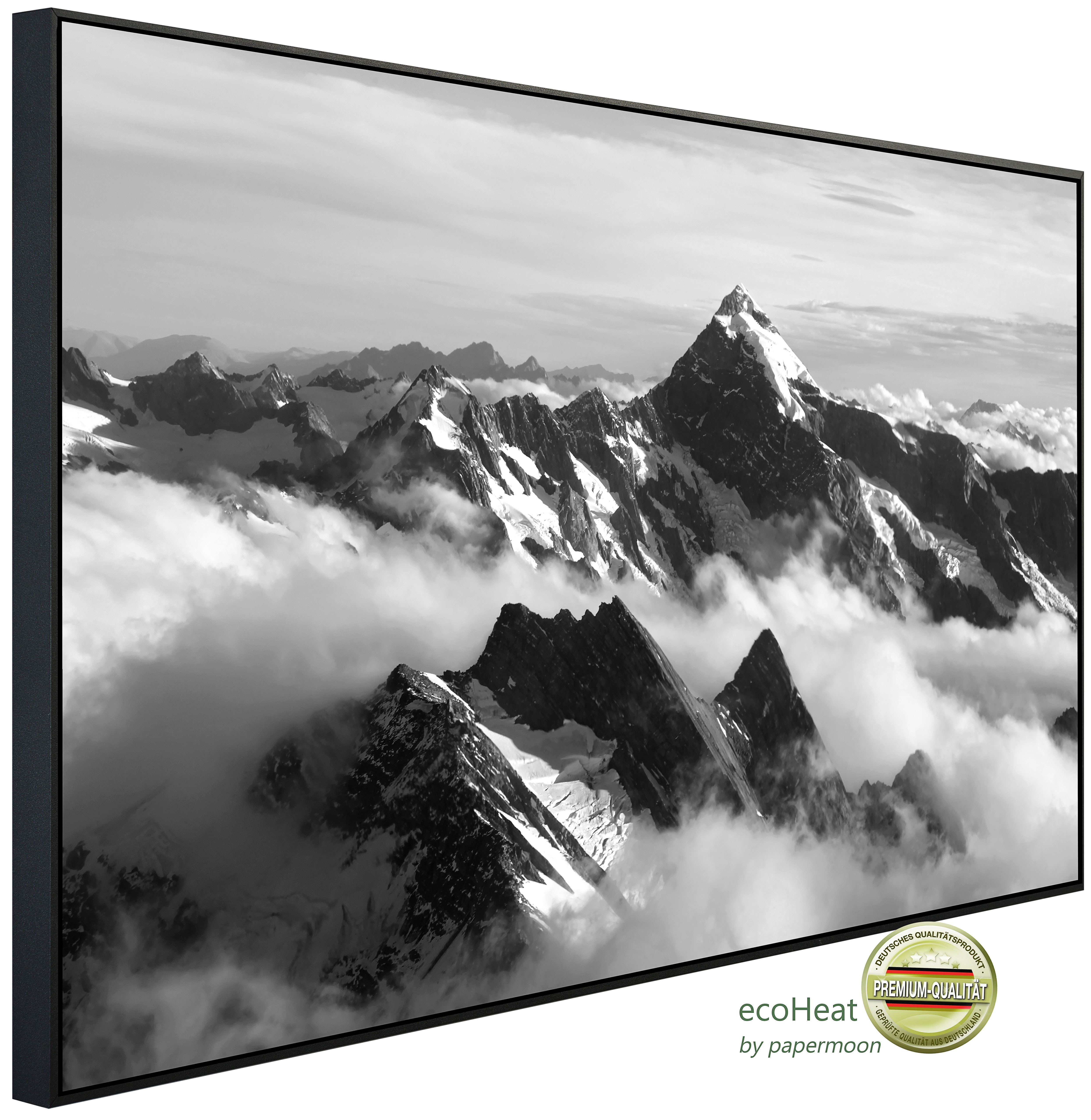 Papermoon Infrarotheizung INFRAROT-BILD-HEIZUNG, Gebirge Schwarz & Weiß, TÜV-Rheinland/GS zertifiziert, angenehme Strahlungswärme