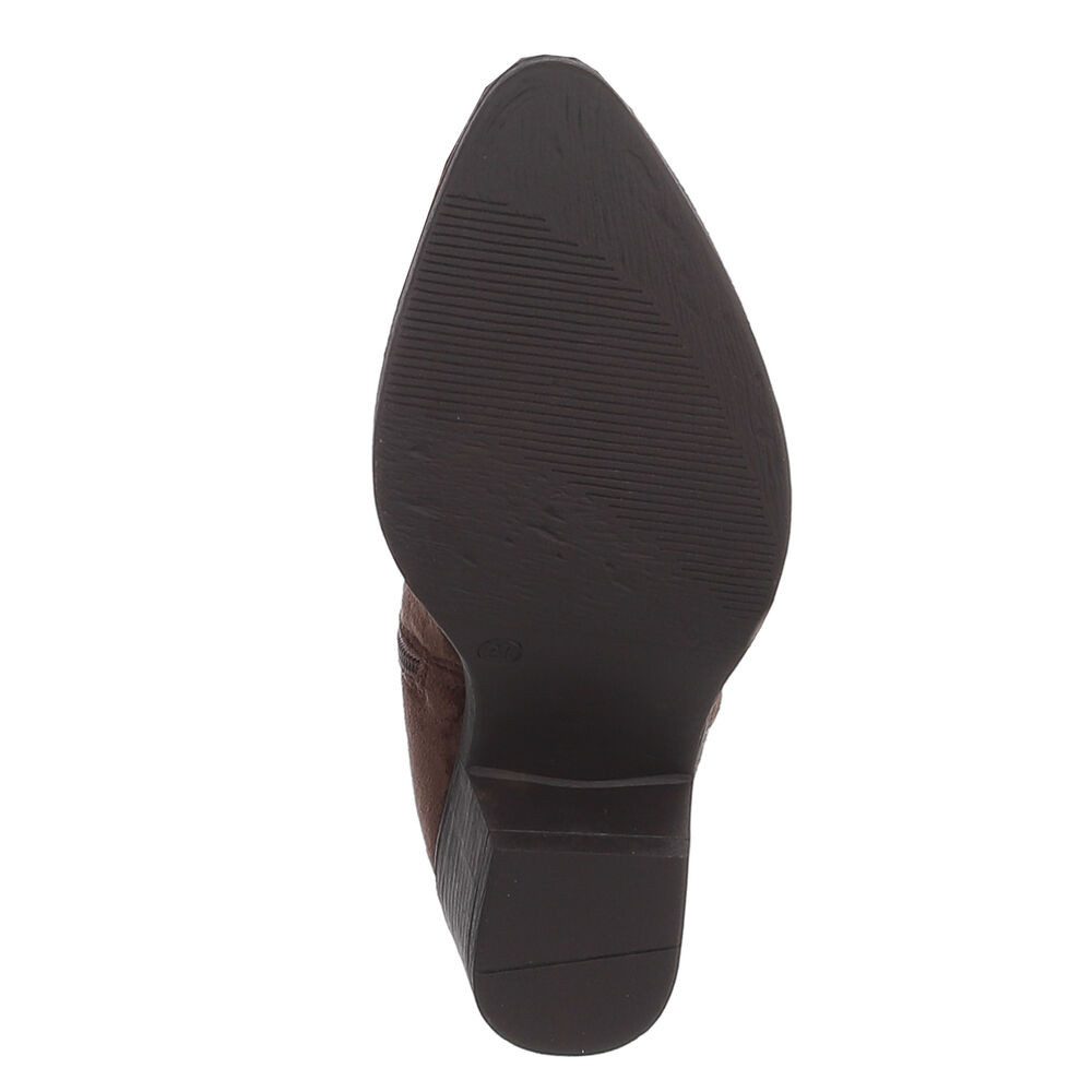 Ital-Design Stilvolle Stiefeletten mit Verzierung für Damen Westernstiefel (90927562) Blockabsatz Flache Stiefel in Braun