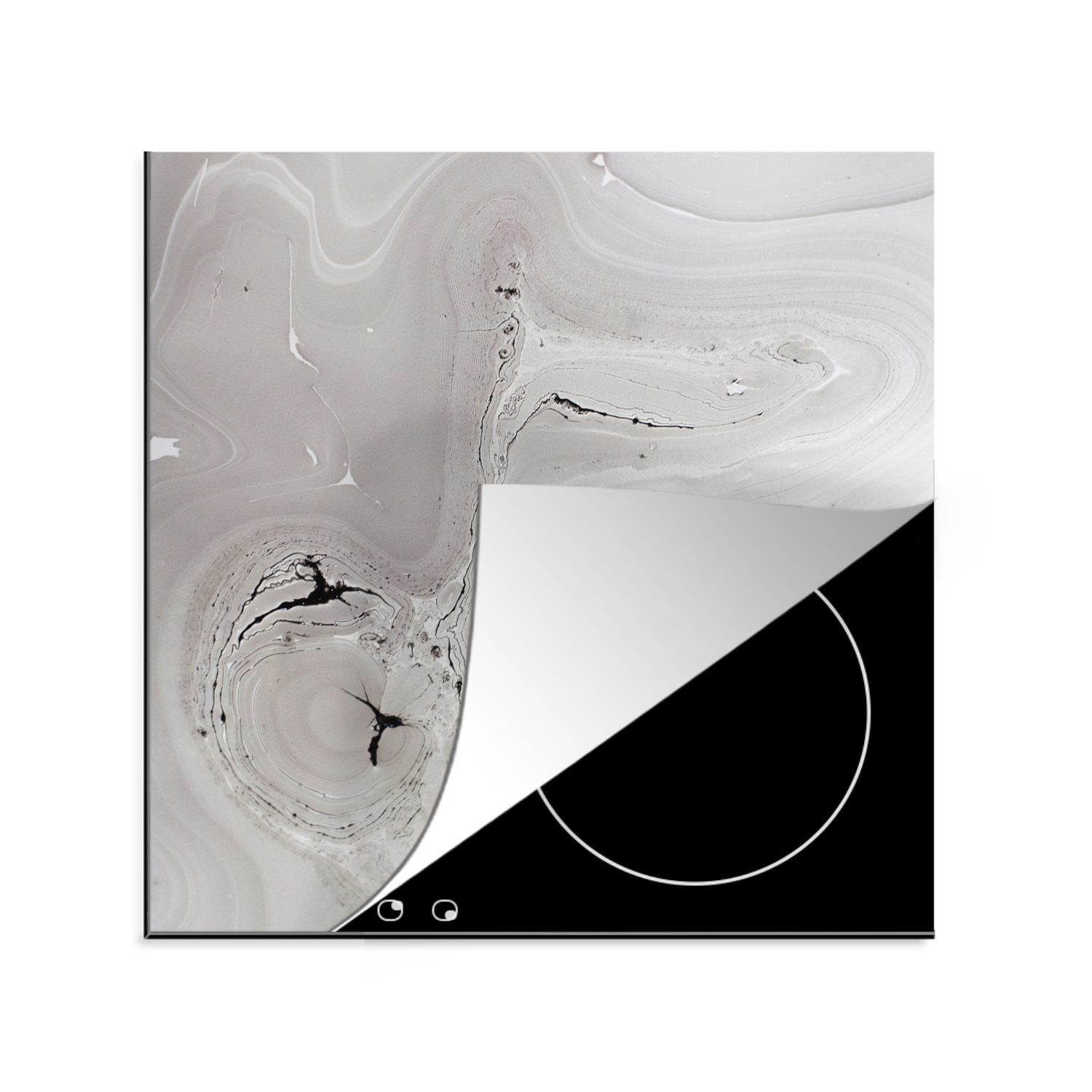 küche cm, Luxus - Ceranfeldabdeckung, MuchoWow Weiß, Grau tlg), Herdblende-/Abdeckplatte Arbeitsplatte - (1 - 78x78 Vinyl, Marmor für