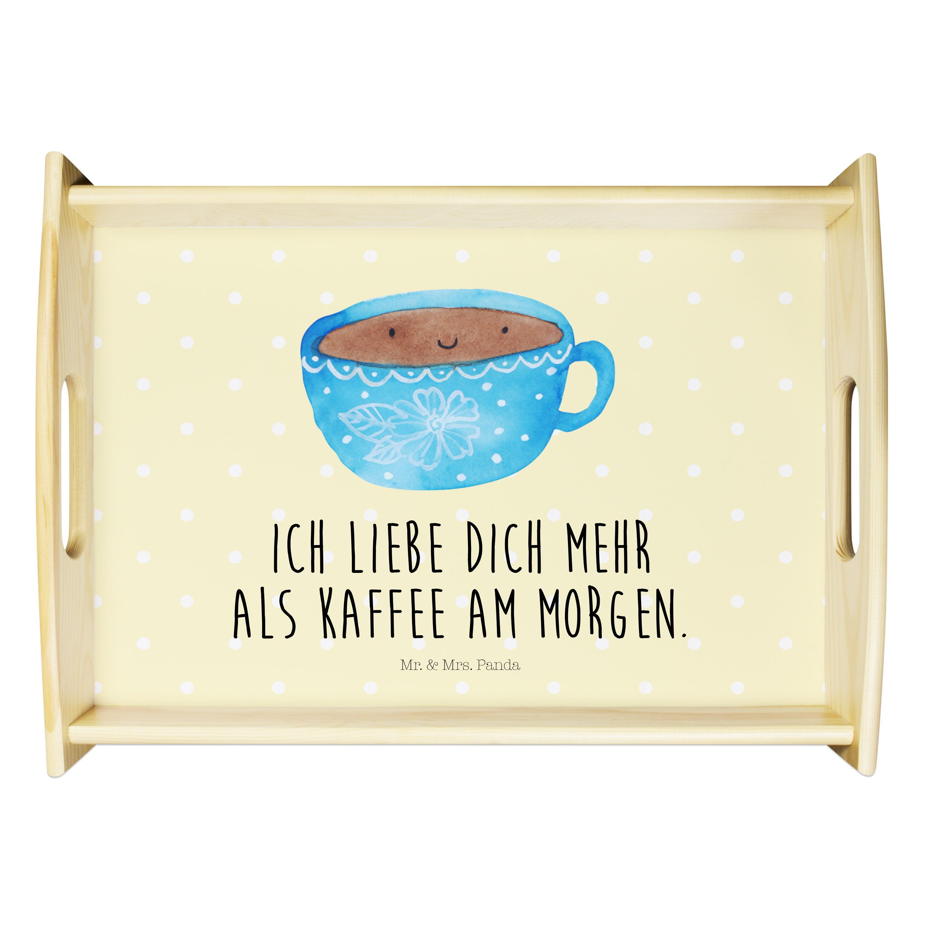 Mr. & Mrs. Panda Tablett »Kaffee Tasse Gelb Pastell Geschenk
