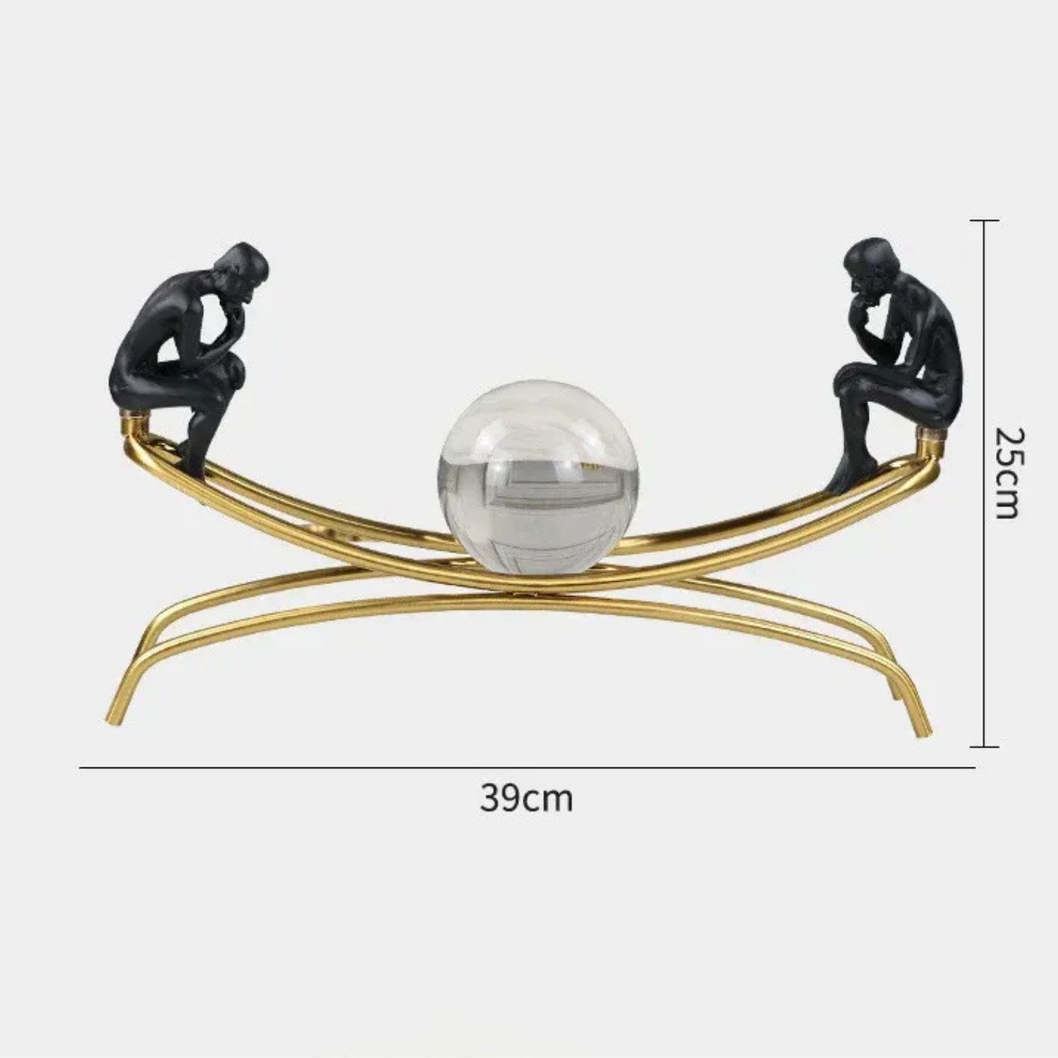 Quality Elegance Skulptur Luxus Kristallkugel Denker Skulptur Gold Metall Wohn Deko Design
