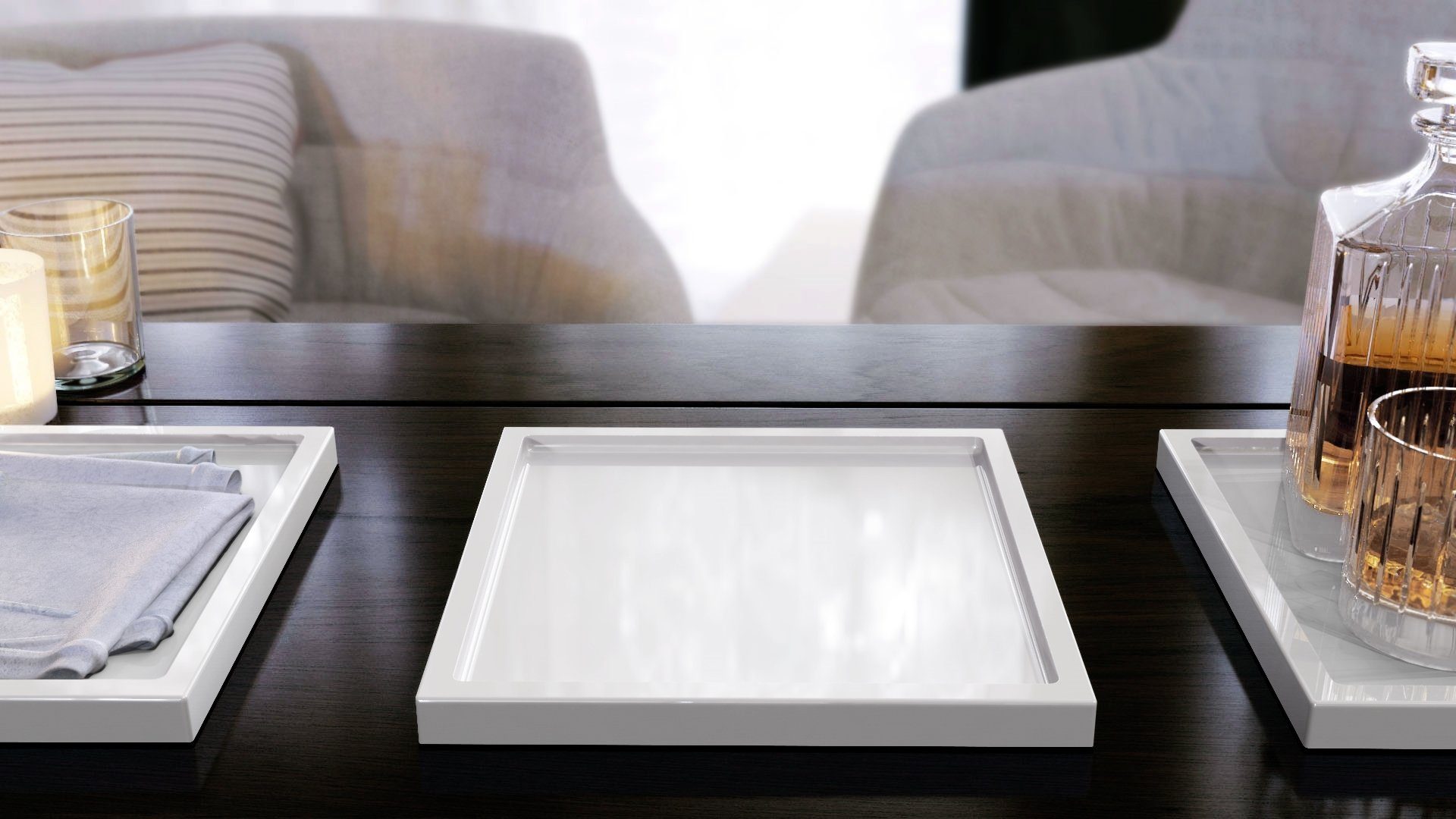 Vladon Dekoschale Maya (moderne Dekorationsschale, eckig), Weiß Hochglanz ( günstig online kaufen